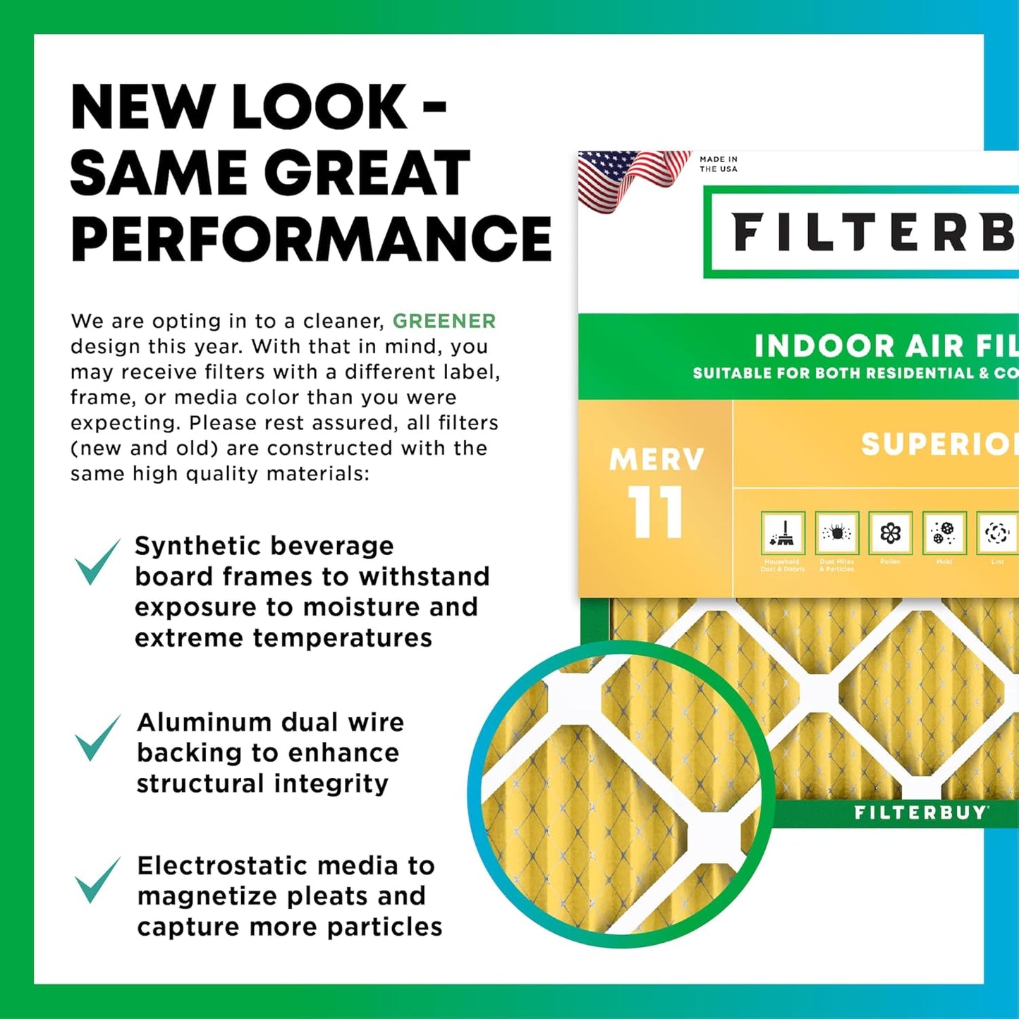 Filterbuy 10x20x1 Air Filter MERV 11 (MPR 1200) Allergen Defense Replacement (4-Pack), Electrostatic Pleated HVAC AC Furnace Filters, Made in USA (Actual Size: 9.50 x 19.50 x 0.75)