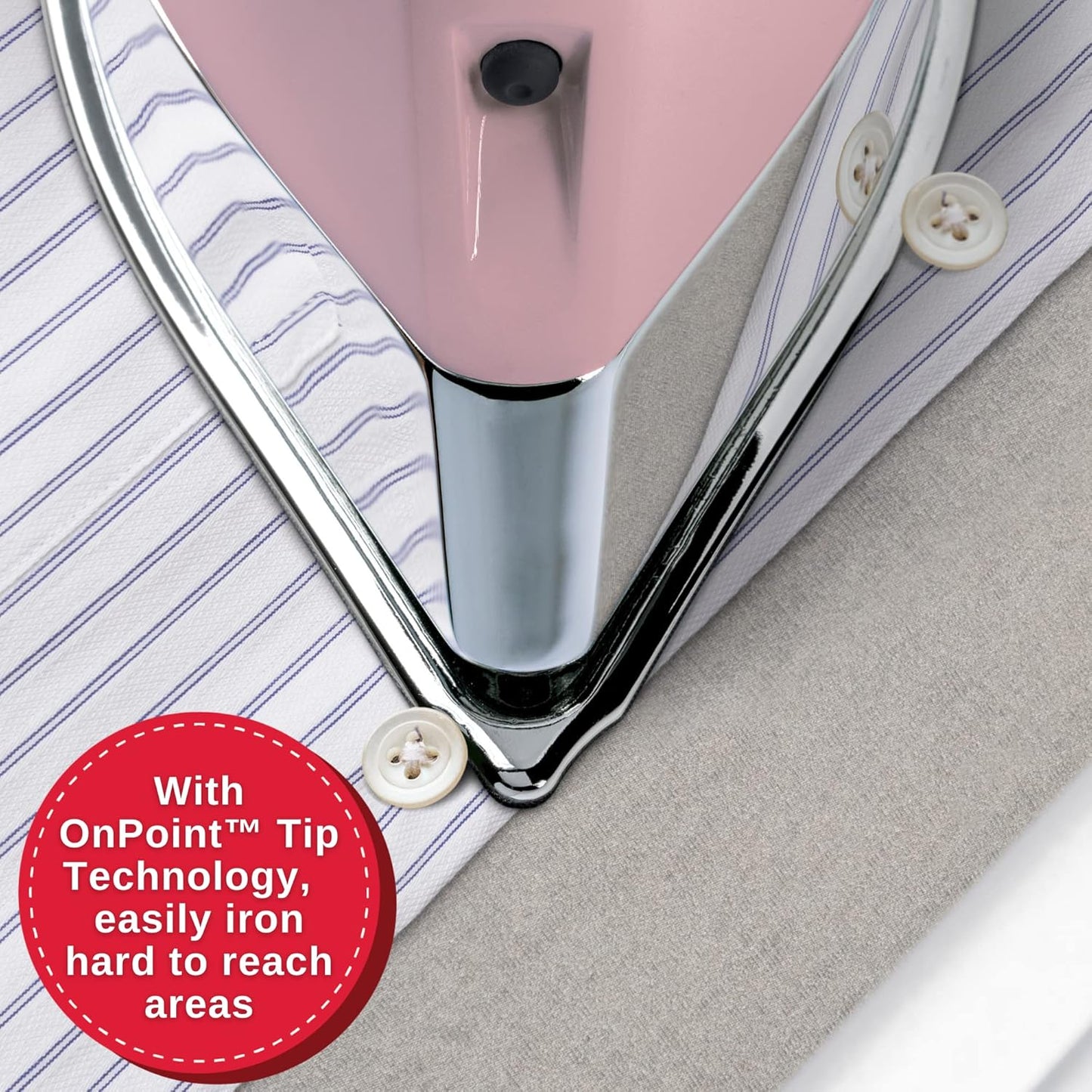 SINGER SteamCraft Steam Iron (1700W) | Steamer with Stainless Steel Plate, OnPoint Precision Tip for Hard-to-Reach Areas, Vertical Steam, Auto Shutoff & 300ml Tank Capacity – Pink