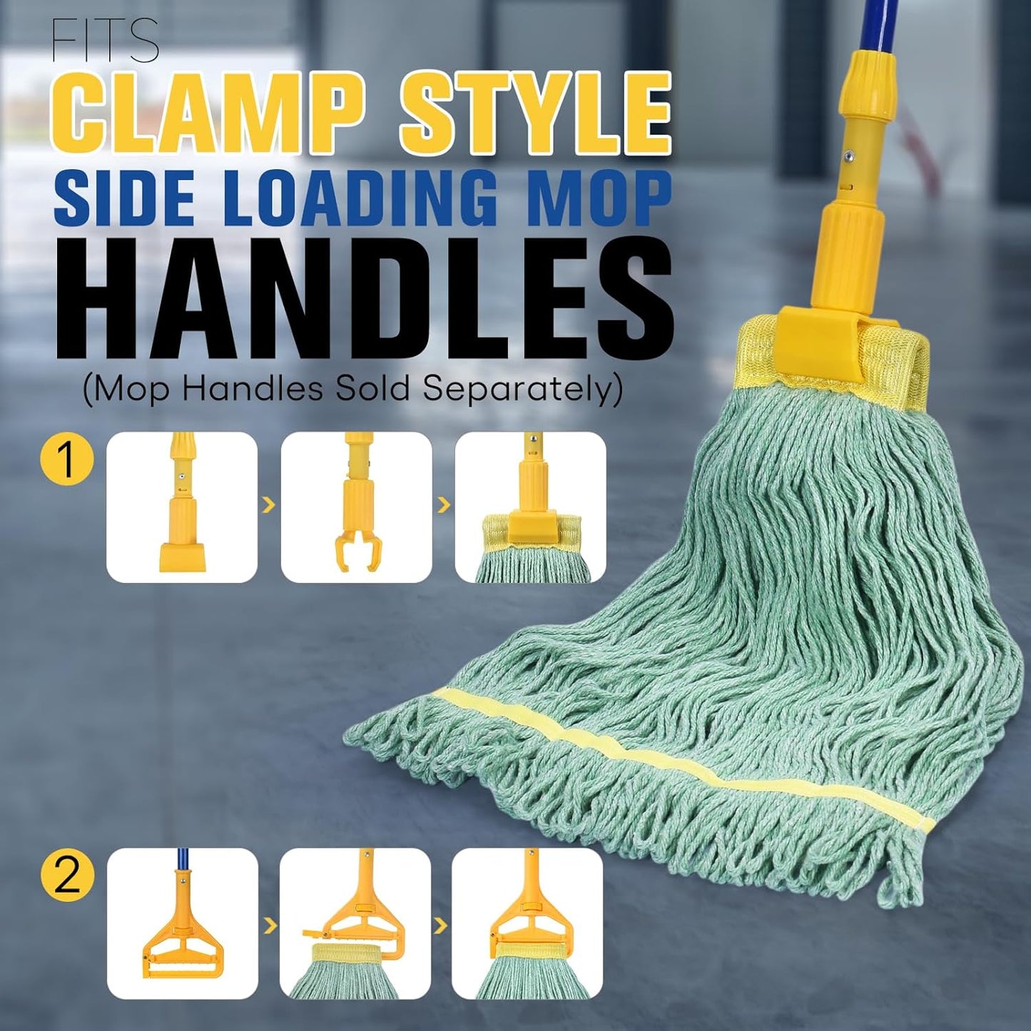 Matthew Cleaning Commercial Mop Head Replacement, 5 Inch Wide Headband, Looped End Cotton Blend String Wet Mops for Floor Cleaning, 24 oz Large, 1-Pack Green