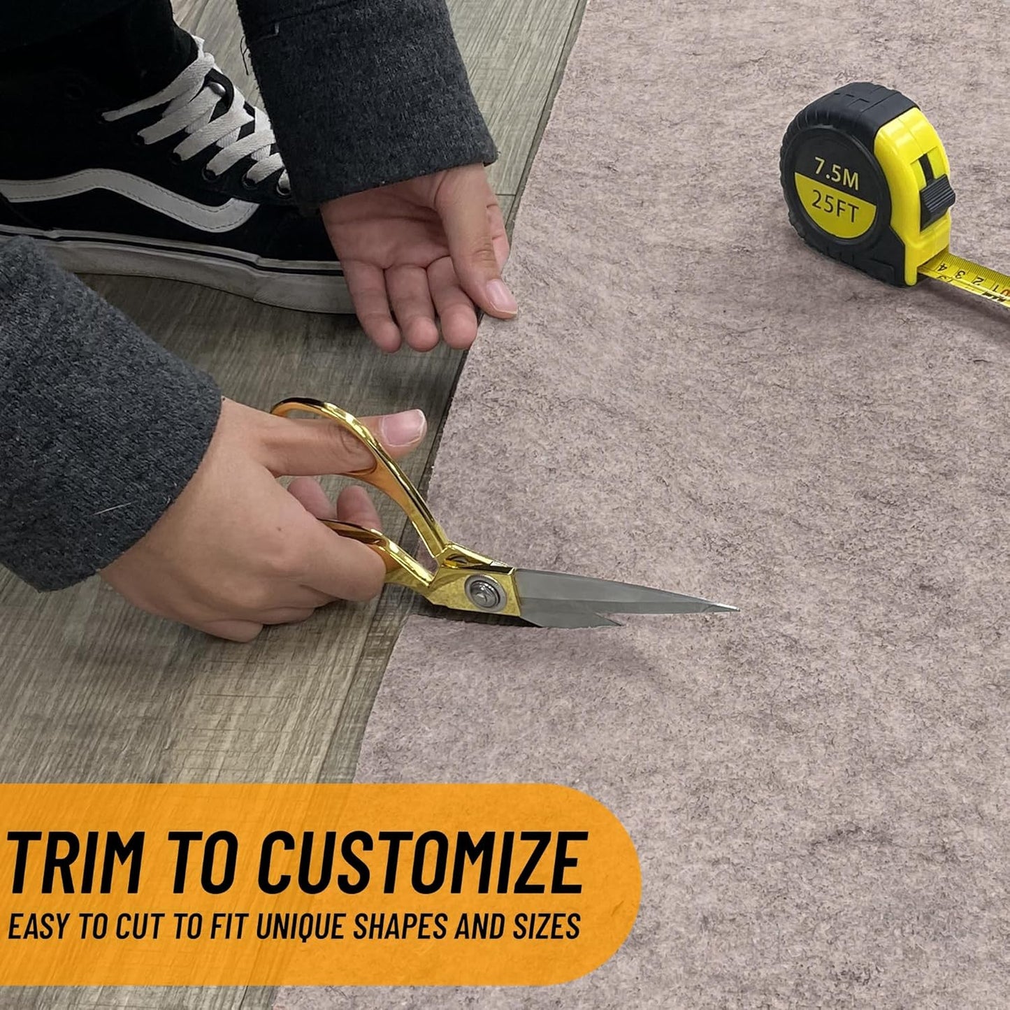 Ottomanson 8' x 11' Non-Slip Rug Pad Gripper 1/4 Inch Thick Dual Surface Felt + Rubber Gripper - Safe for All Floors, Brown