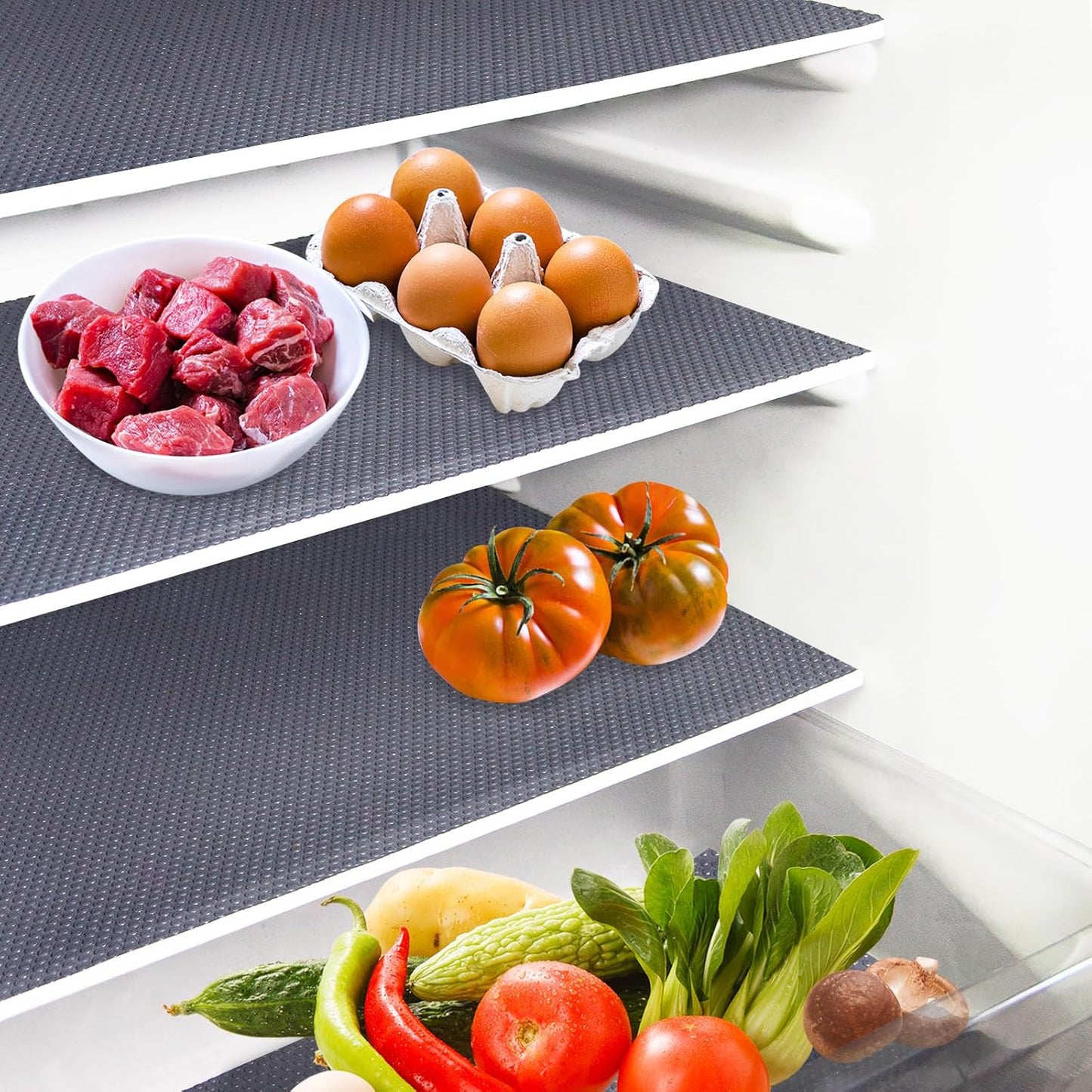 20Pcs Refrigerator Liners, Washable Fridge Liner Shelf Mats Refrigerator Pads for Cupboard Cabinet Drawer Home Kitchen Accessories Organization (Grey)