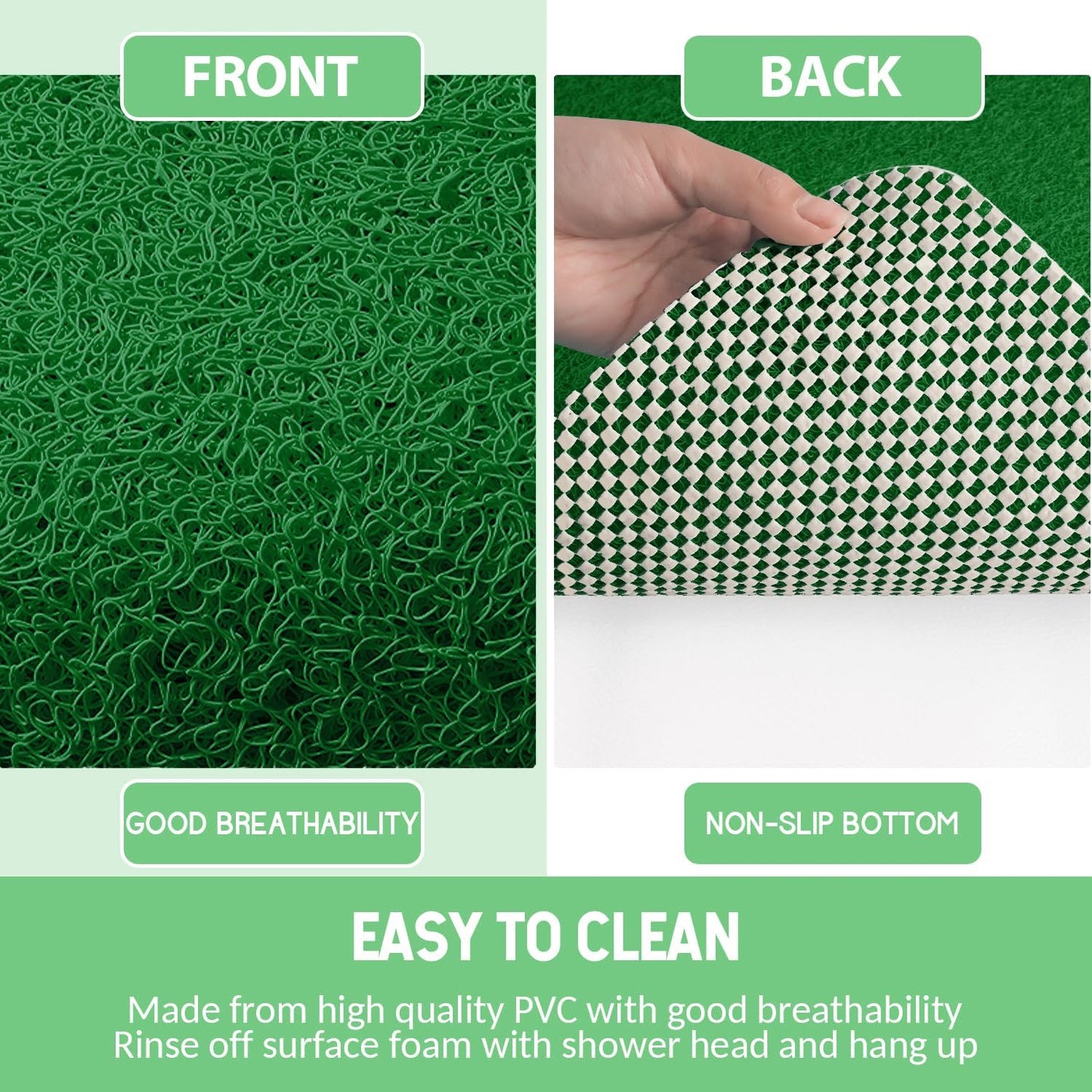 Non-Slip Bathtub Mat, Anti Slip Shower Mat, Fast Drying Bathtub Mats, Foot Scrubber Mat, Anti Slip Mat for Tub, Floor, Bathroom, Kitchen, Home, Hotel (Dark Green 24"×16")