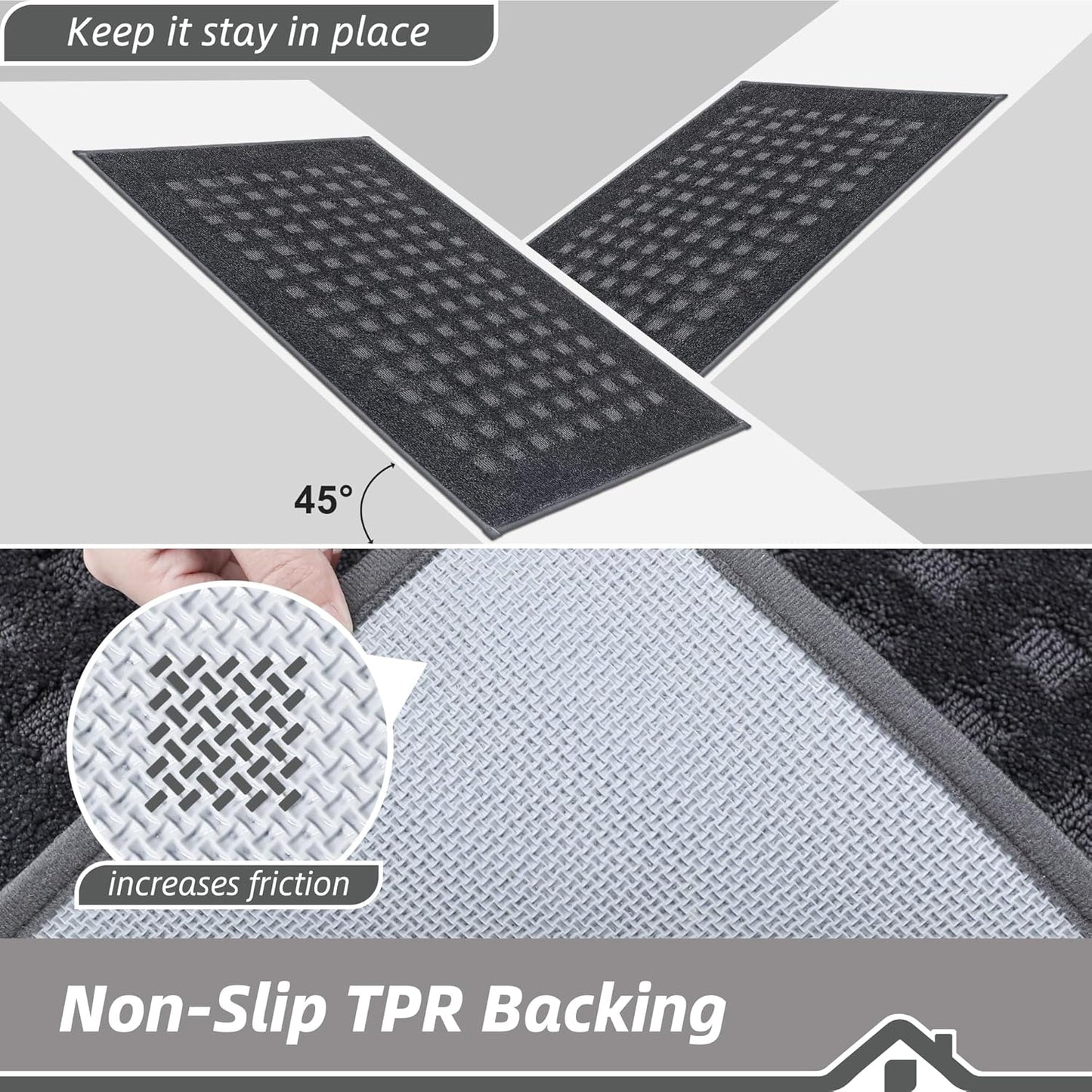 BEQHAUSE Waffle Door Mats Indoor 24"x36", Dog Mat for Muddy Paws Absorbent and Dirt Resist Floor Mats Non-Slip Washable Rugs for Entryway, Welcome Mat for Front Back Door, Muddy Wet Shoes, Dark Grey