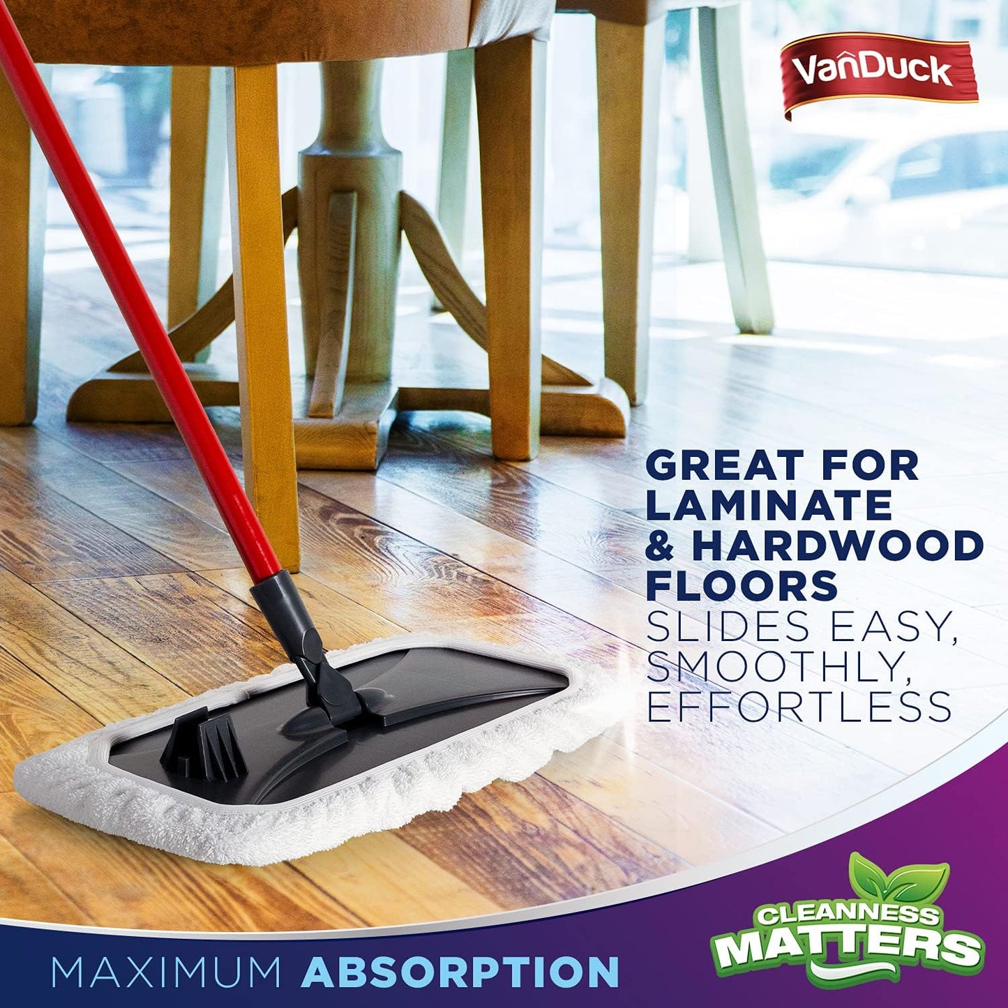 VanDuck 100% Cotton Terry Cloth Mop Pads 15x8 Inch 6-Pack (Handle is Not Included)