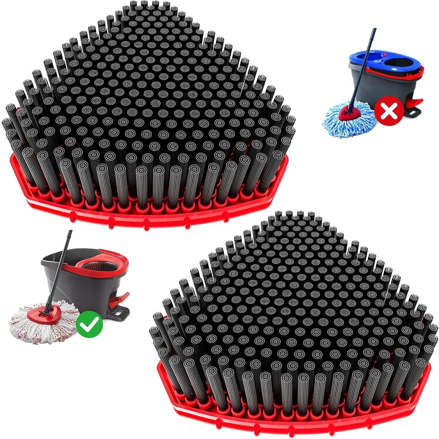 2 Pack Upgraded Spin Mop Replace Head Compatible with O Cedar EasyWring 1 Tank, Strong Cleaning Power-Scrub Brush Replacement Scrubber Head Great for Kitchen, Deck, Bathroom, Shower, Hard Floor