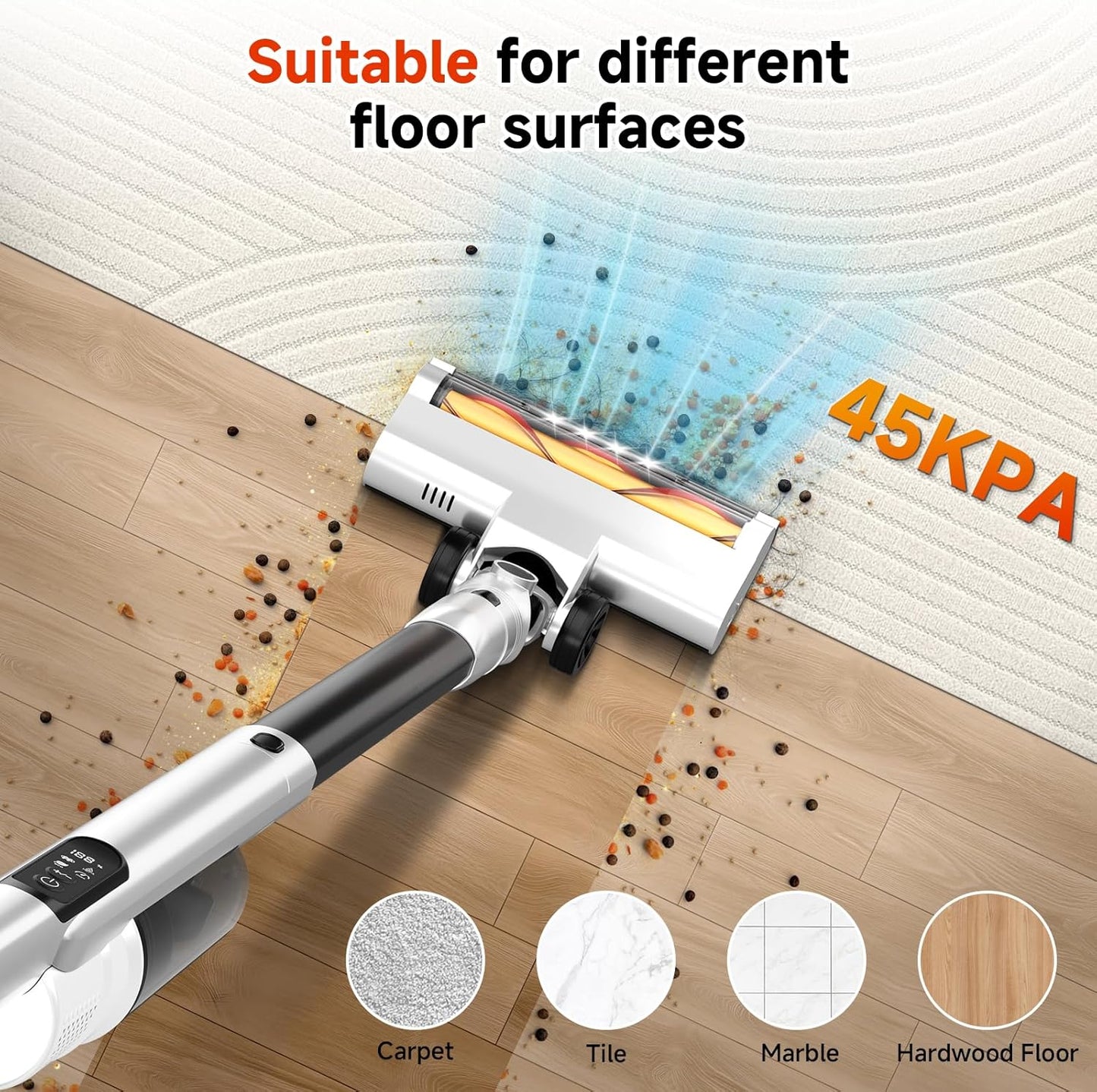 Self Clean and Empty Cordless Vacuum Cleaner with 2.5L Dust Base, Powerful Suction Handheld Vacuum, Auto Empty System, HEPA Filtration, Stick Vacuum for Pet Hair, Hardwood and Carpet, Black