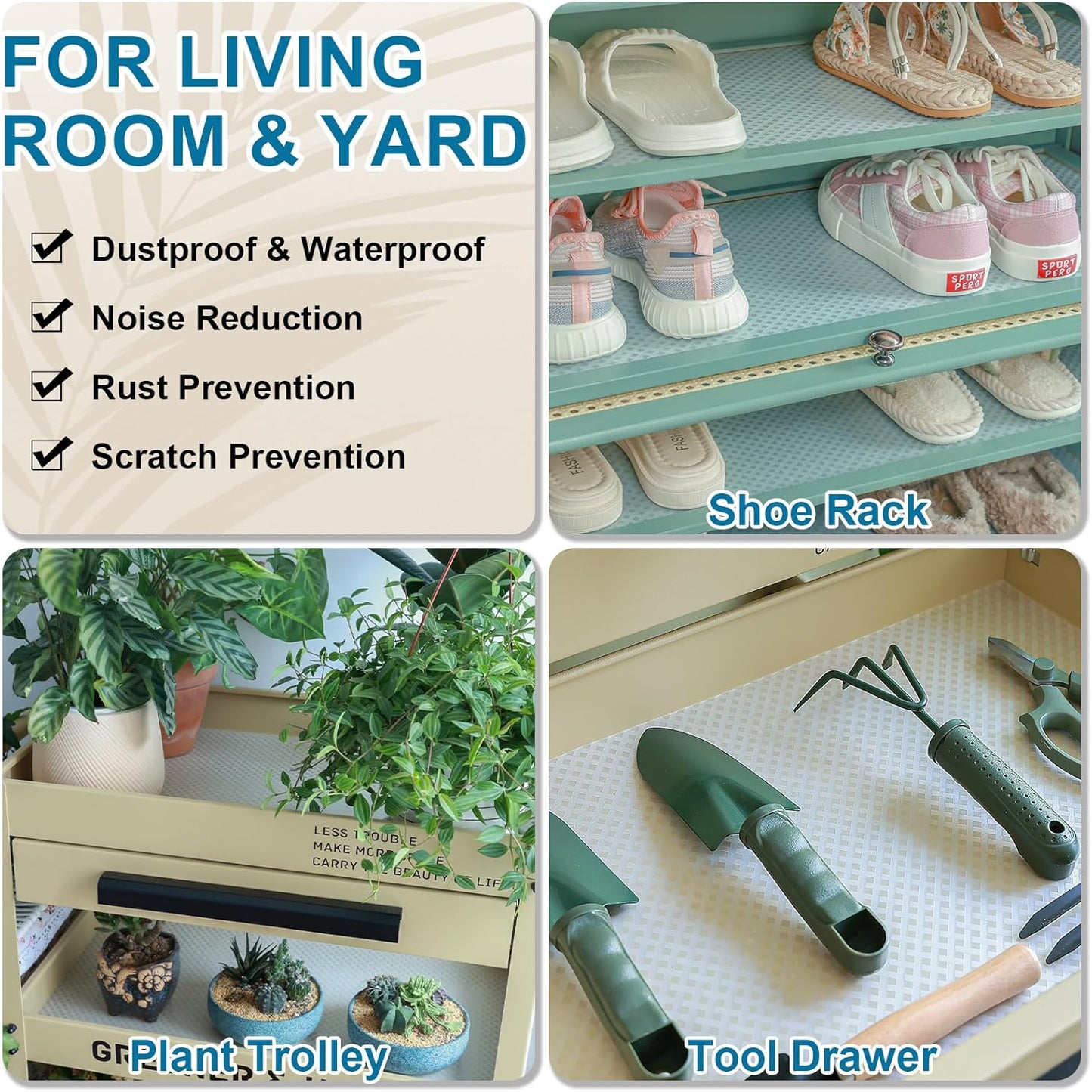 Shelf Liners 22 in x 20 ft EVA Drawer Mats, Non-Adhesive Cupboard Protector, Kitchen Cabinet Lining Fridge Liner (Clear Crossed Stripe, 56x610cm)