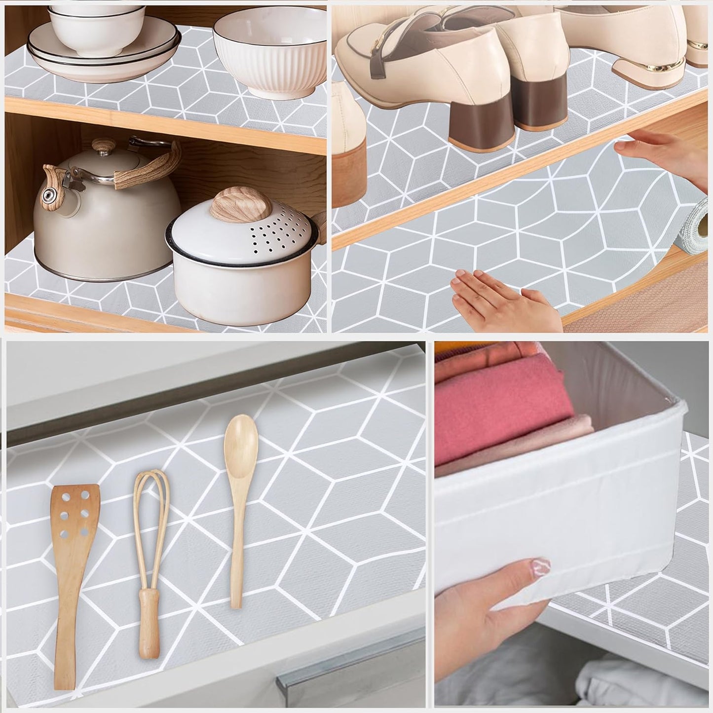 Shelf Cabinet Liner 11 Inch Wide X 20 Ft Non Adhesive Kitchen Drawer Liners Non Slip Water Oil-Proof Strong Grip Pantry Shelves Mat for Bathroom Cupboard Closet Refrigerator