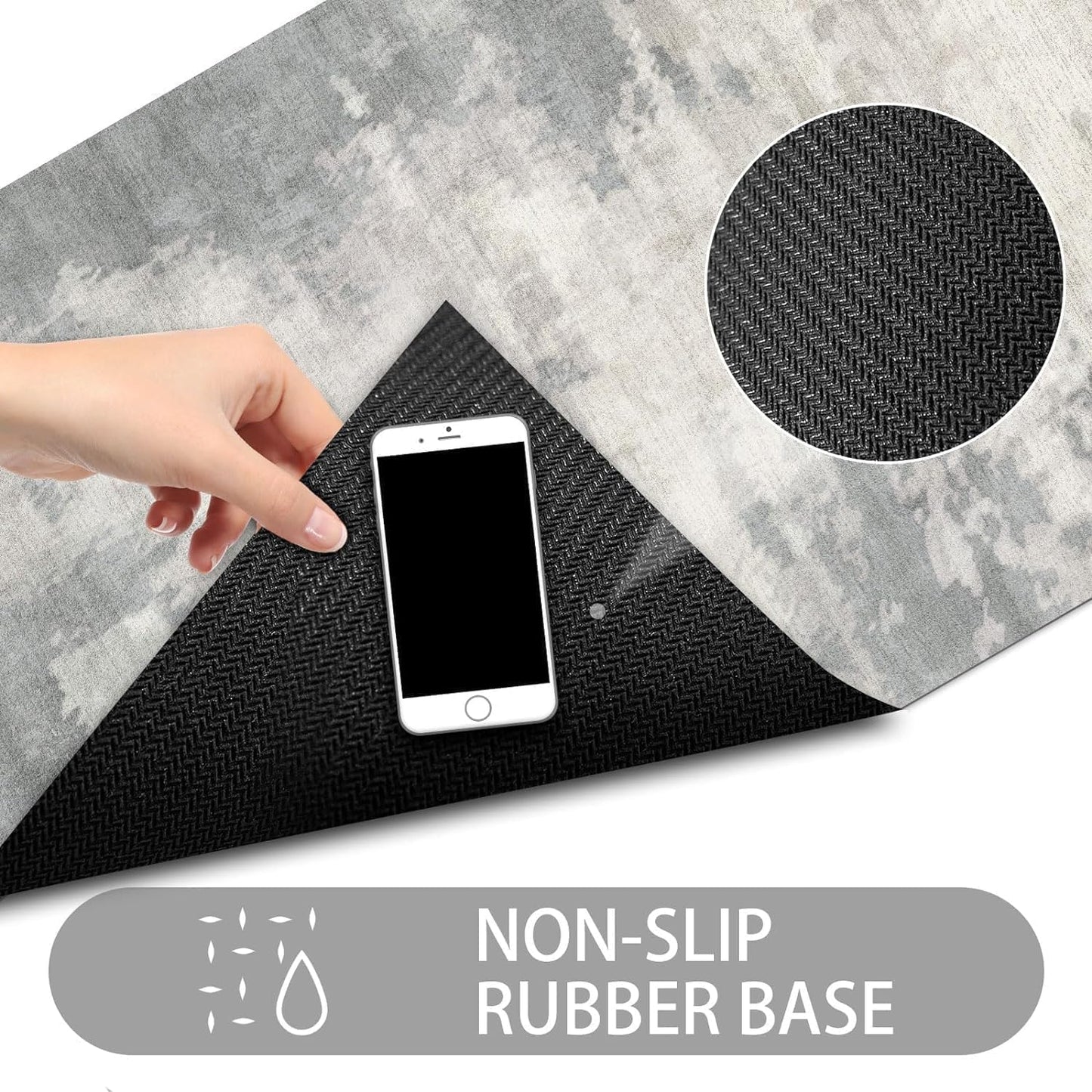 Ultra Thin Door Mat Indoor Entrance, 1/10 in Thin Door Mats for Inside Entry, Non-Slip Rubber Backing Washable Doormat, Fade Resistant, Absorbent, Low Profile Dirt Trapper, 35"X24",Distressed