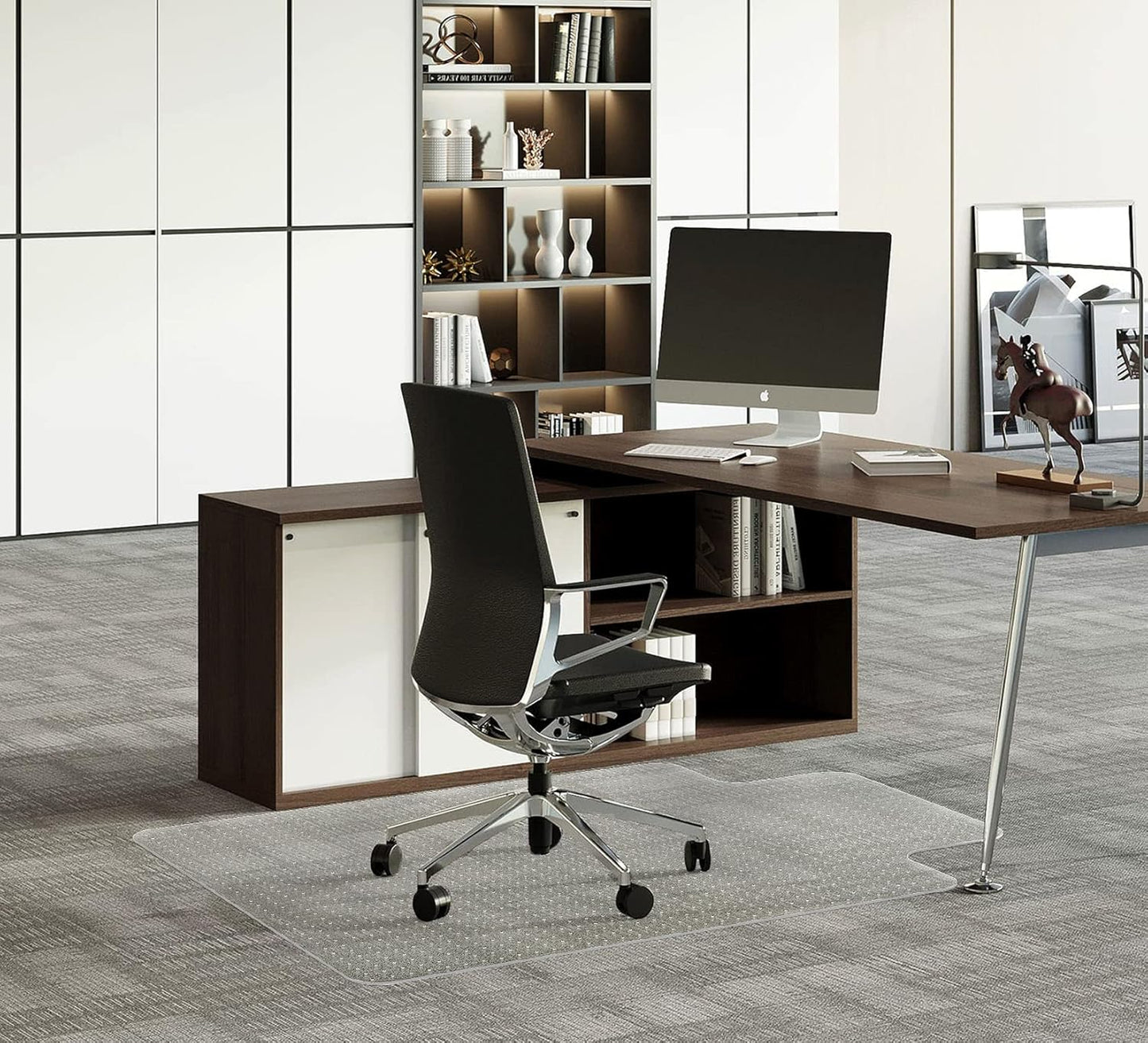 FuturHydro Office Chair Mat for Low Pile Carpet, 48" x 36" Clear Computer Desk Chair Mats for Carpeted Floors, Easy Glide Rolling Plastic Floor Mat (with Lip)