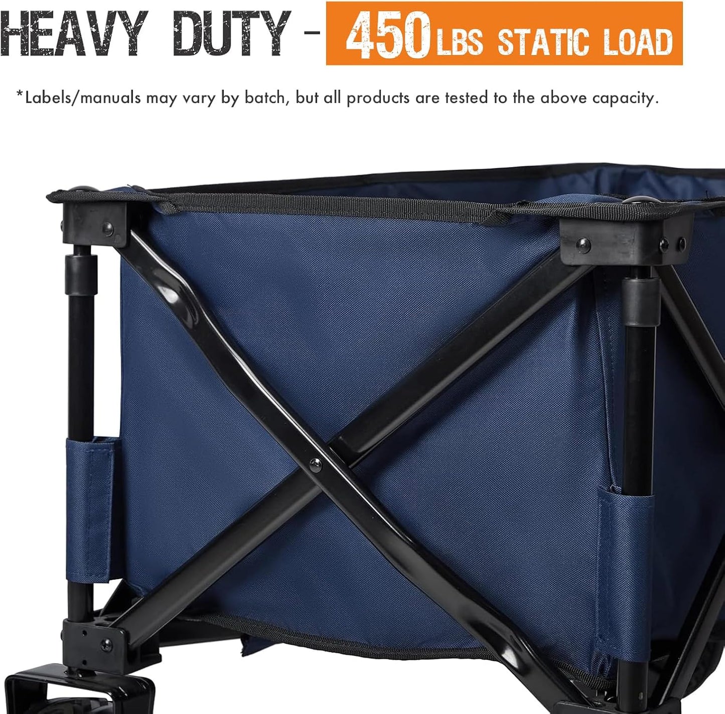 PORTAL Heavy-Duty Folding Wagon Cart, Large Collapsible Utility Wagon with All-Terrain Wheels for Beach, Camping, Garden & Grocery
