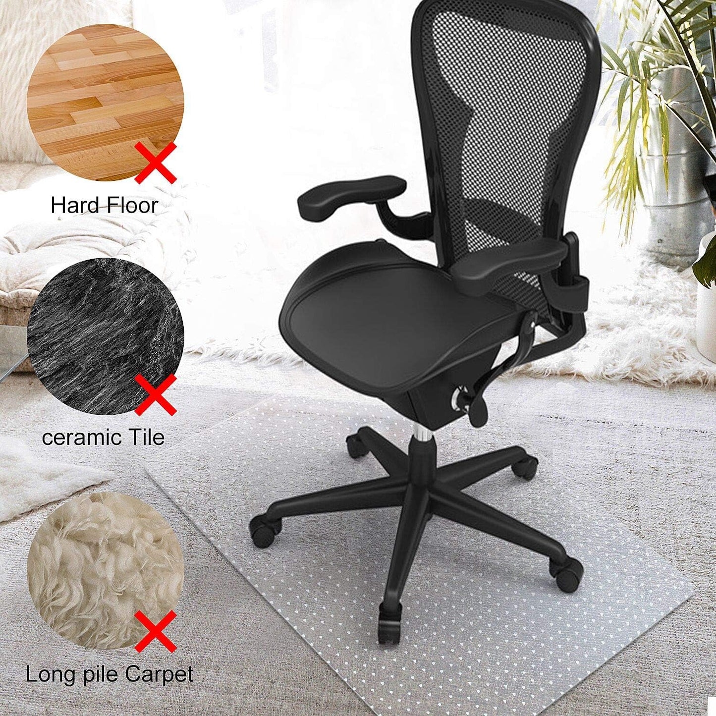 Kuyal Desk Chair Mat for Carpet, 46'' x 72'' Rectangle Transparent Mats for Chairs Good for Desks, Office and Home, Easy Glide, Protects Floors for Low and No Pile Carpeted Floors