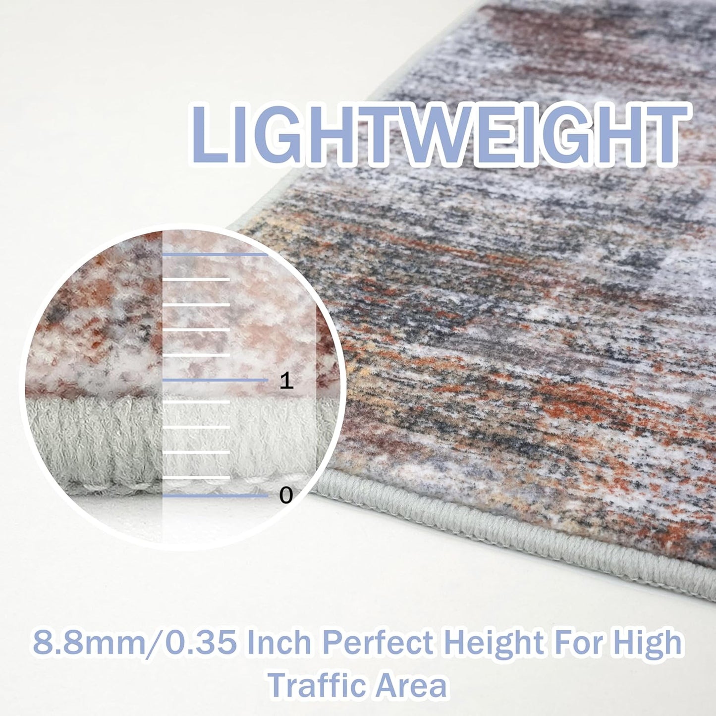 IOHOUZE Abstract Area Rug 4x6 Ft Washable Rugs for Entryway Indoor, Non Slip Small Living Room Rugs Printed Faux Wool Throw Rug, Floor Carpet for Kitchen Nursery Playroom, Orange Grey