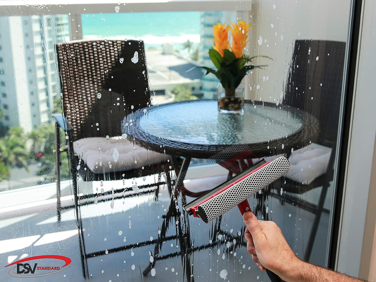 DSV Standard Window Squeegee for Window Cleaning, Window Cleaner Tool for Car Windshield, Shower Door, Boat | 2-in-1 Mini Squeegee for Home | Windshield Squeegee Kit for Car Windows