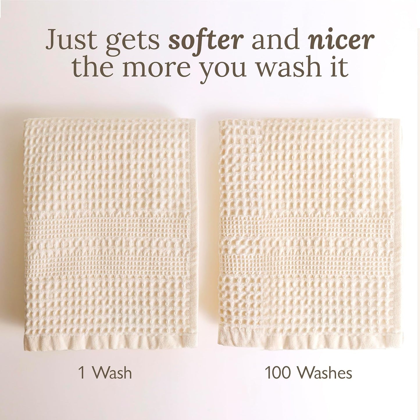 GILDEN TREE Waffle Towel Set Quick Dry Thin | 2 Bath Towels | 2 Hand Towels | 2 Washcloths, Classic Style (Cream)