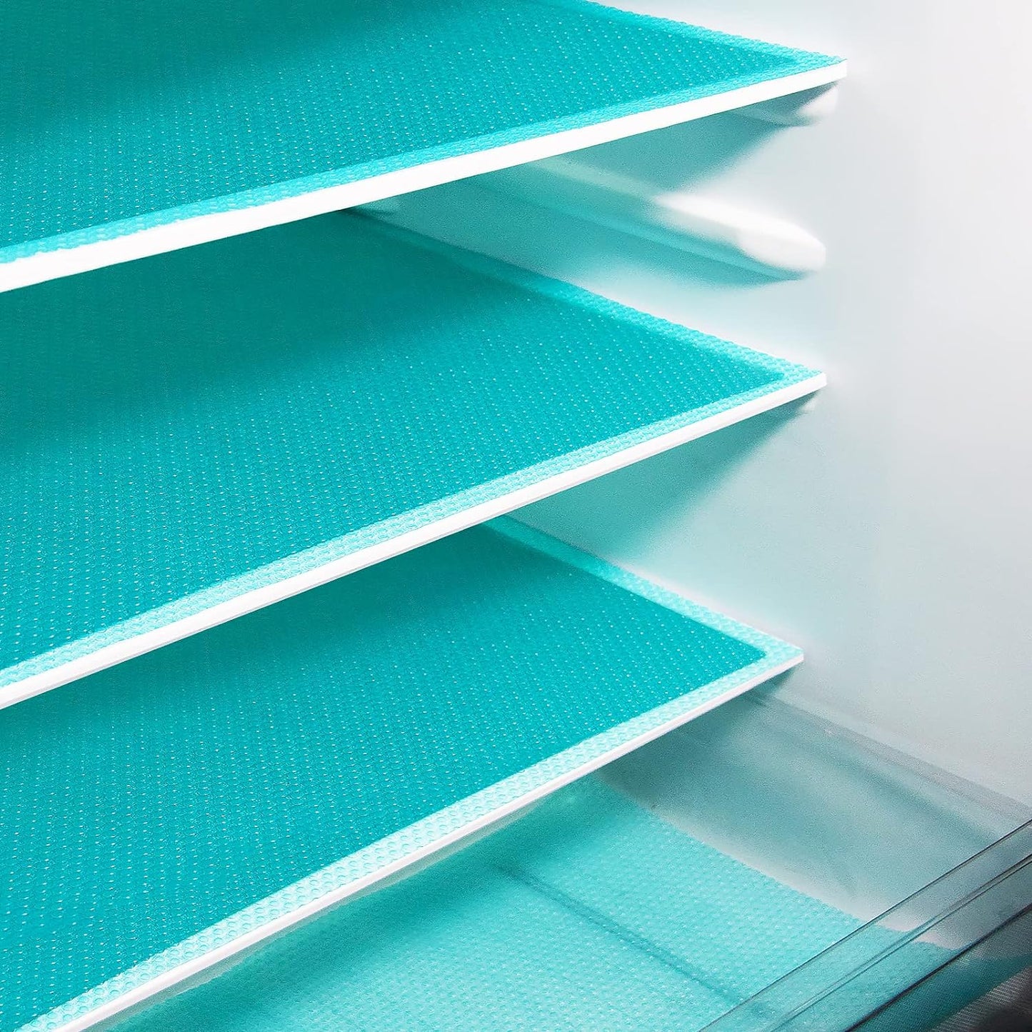 8Pcs Refrigerator Liners, Washable Fridge Liner Mats Covers Pads for Glass Shelf Cupboard Cabinet Drawer Home Kitchen Accessories Organization (Blue)