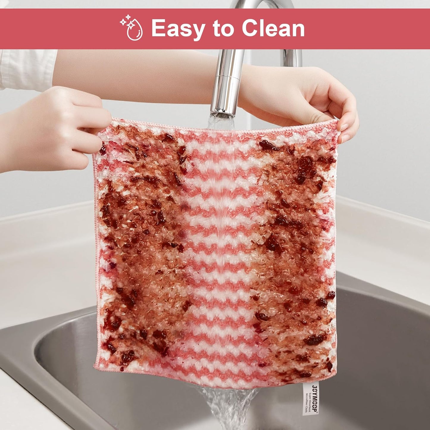JOYMOOP 5 Pack Microfiber Cleaning Cloth, All-Purpose Microfiber Towels, Absorbent Streak Free Lint Free Rags for Cleaning Reusable and Washable Towels - 11.81" x 11.81"