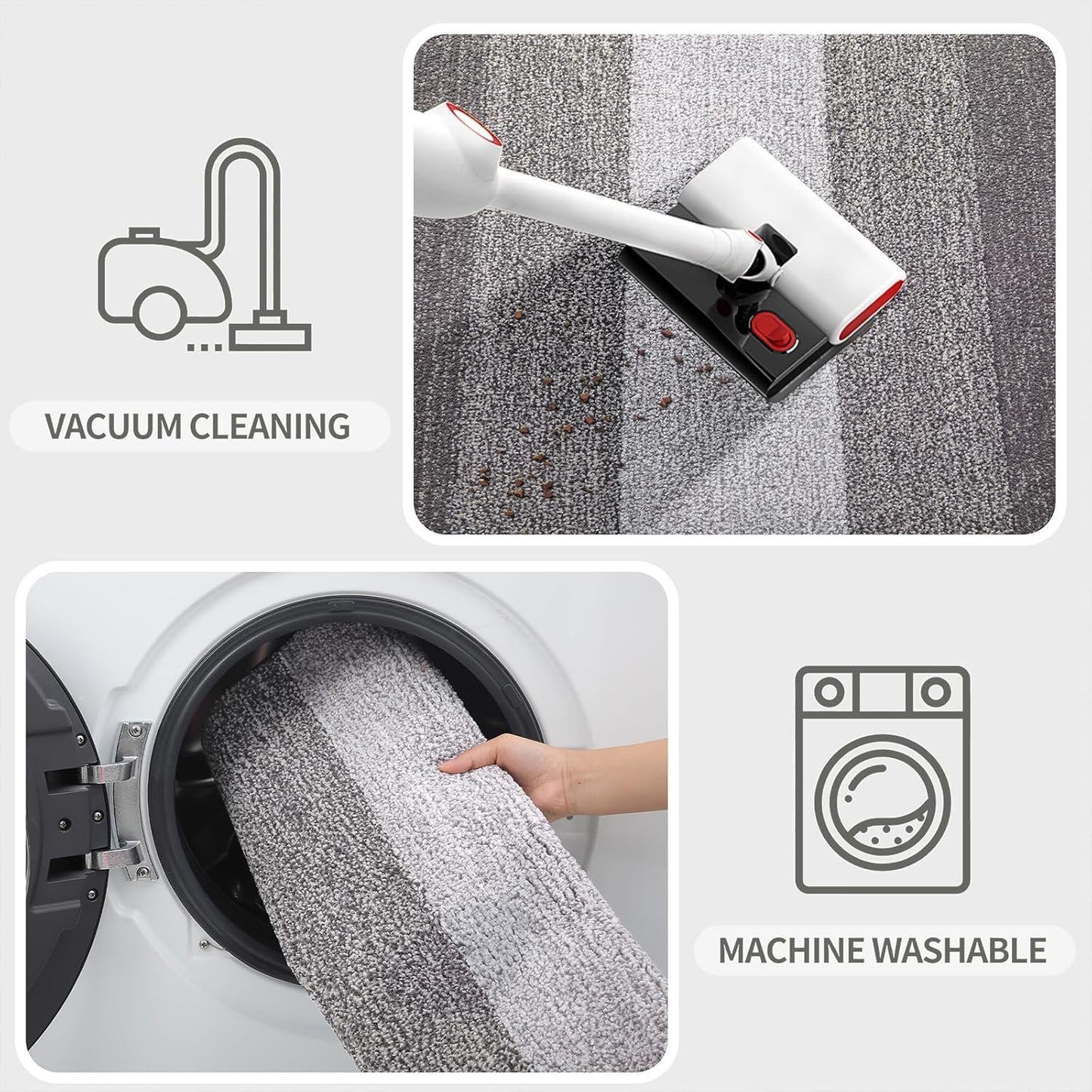 Kitinjoy Indoor Outdoor Door Mat, 48x32 Non-Slip Absorbent Dirt Trapper, Low-Profile Washable Inside Entrance Front Floor Mat, Sturdy Soft Entry Doormats for Entryway, Light Grey