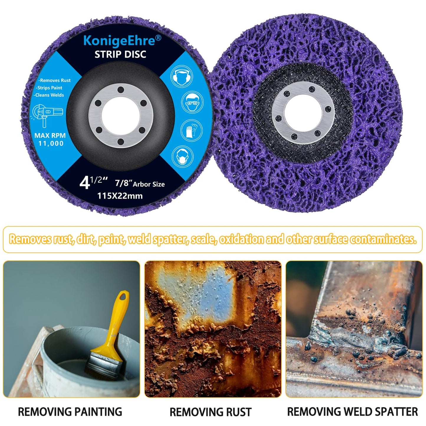 12 Pack 4-1/2" x 7/8" Strip Discs Stripping Wheel Fit Angle Grinder Clean and Remove Paint Coating Rust Welds Oxidation