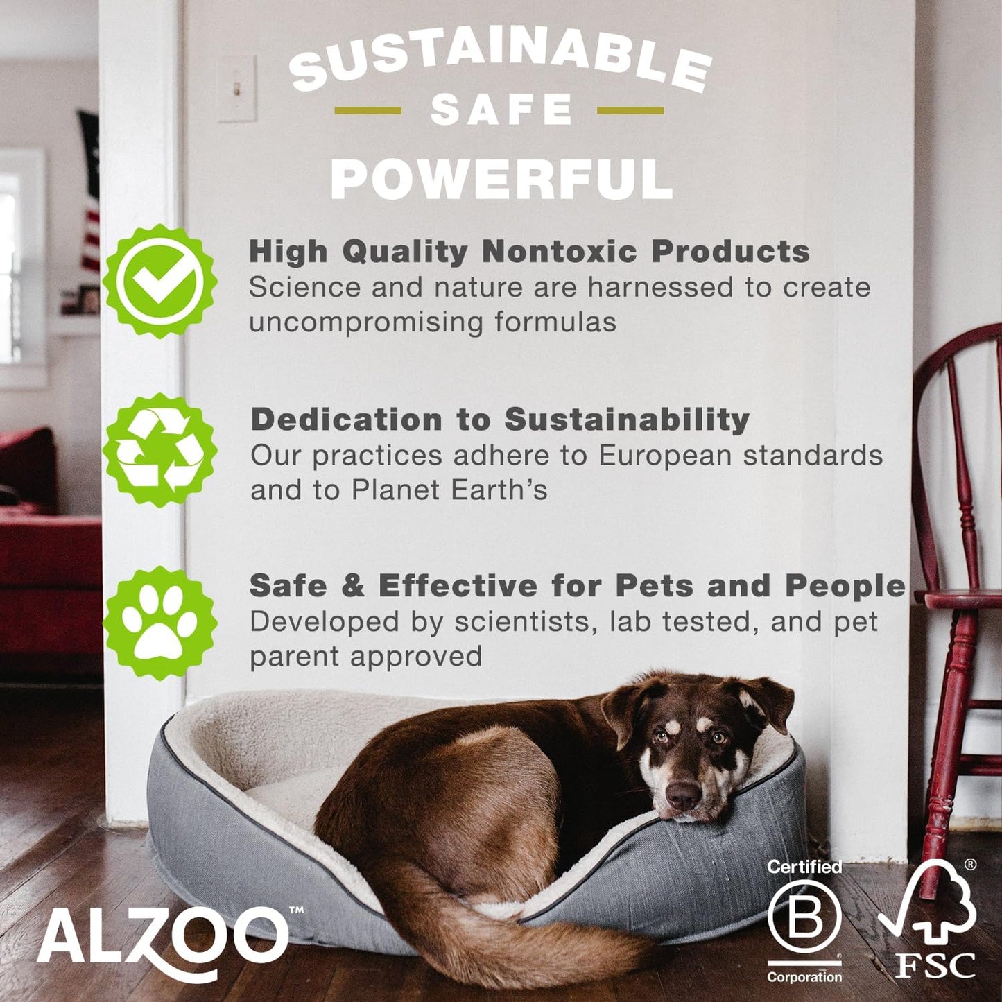 ALZOO Concentrated Stain & Odor Remover Bundle Bottle Set, Includes 32 Fl. Oz Refillable Bottle & 1.1 Oz. Concentrated Stain & Odor Remover, 100% Plant-Based Active Ingredients