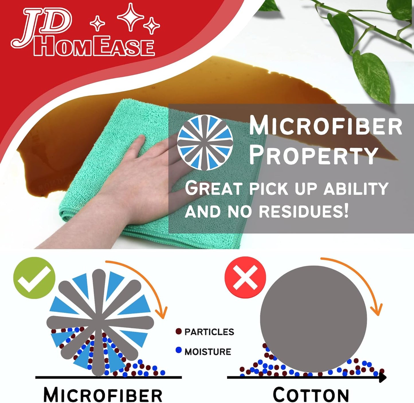 Microfiber Cleaning Cloths,12 Pack, 16"x16", All-Purpose, Softer, Highly Absorbent, Lint-Free, Reusable, Washable Pro Towels, Brown, for House, Kitchen, Bathroom, Car, Office