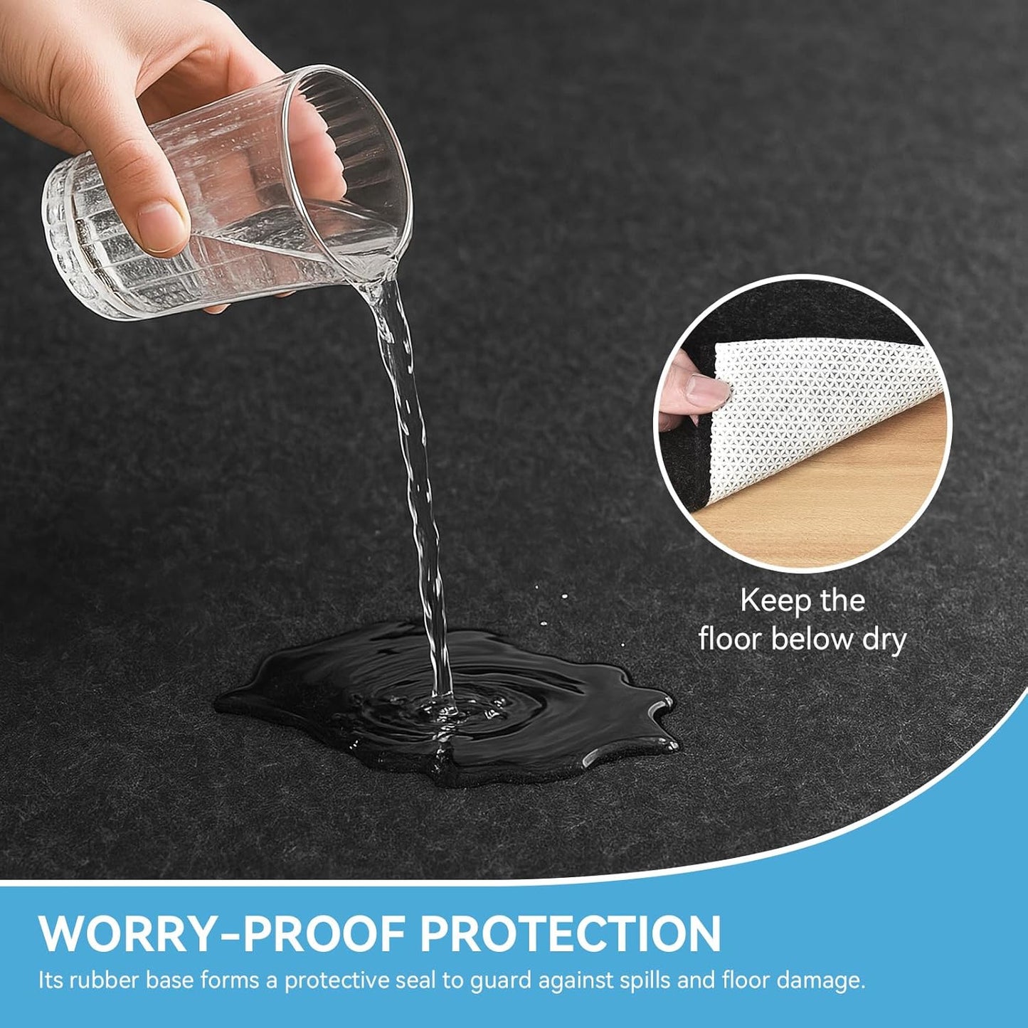 Warmstar 2x6 FT Non Slip Rug Pad,100% Waterproof Felt Rug Pad for Hardwood Floors,1/2” Thick Soft Carpet Pad with Natural Rubber Backing, Secure Grip & Floor Protection