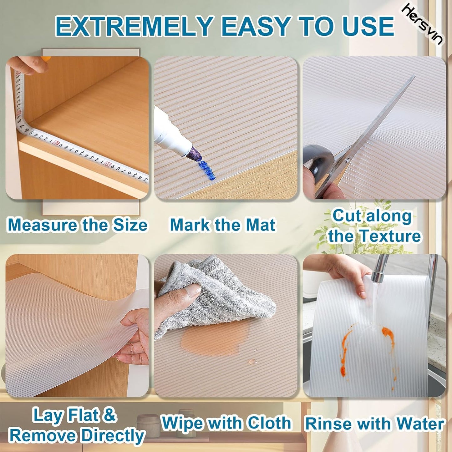 Shelf Liners 22 in x 20 ft EVA Drawer Mats, Non-Adhesive Cupboard Protector, Kitchen Cabinet Lining Fridge Liner (Clear Stripe, 56x610cm)