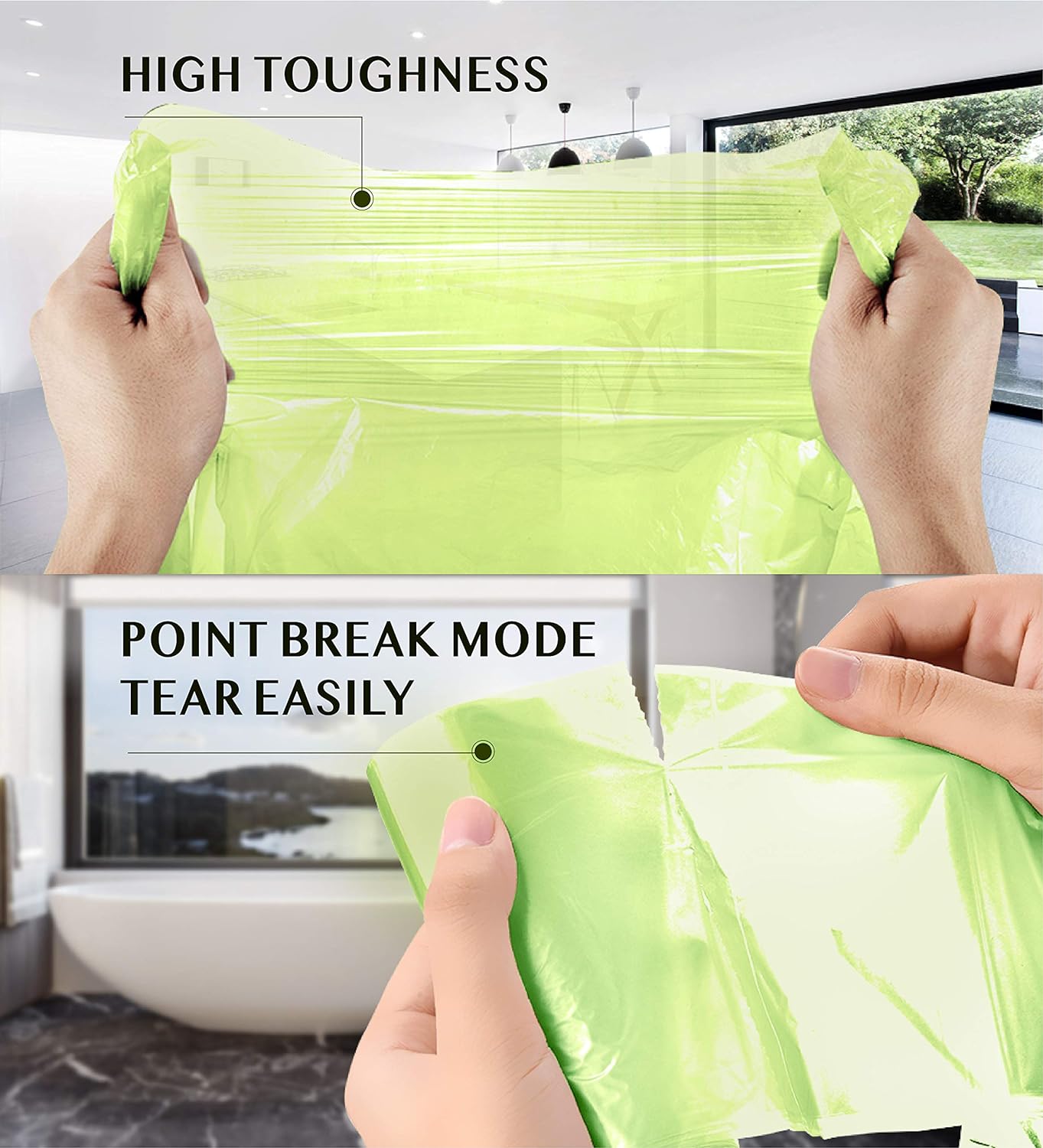 FORID 2.6 Gallon Compostable Garbage Bags, 150 Count, 5 Rolls – Green, Small, Durable, Thick, Unscented Trash Bags, 10 Liter - For Kitchen, Bathroom, Home, Office