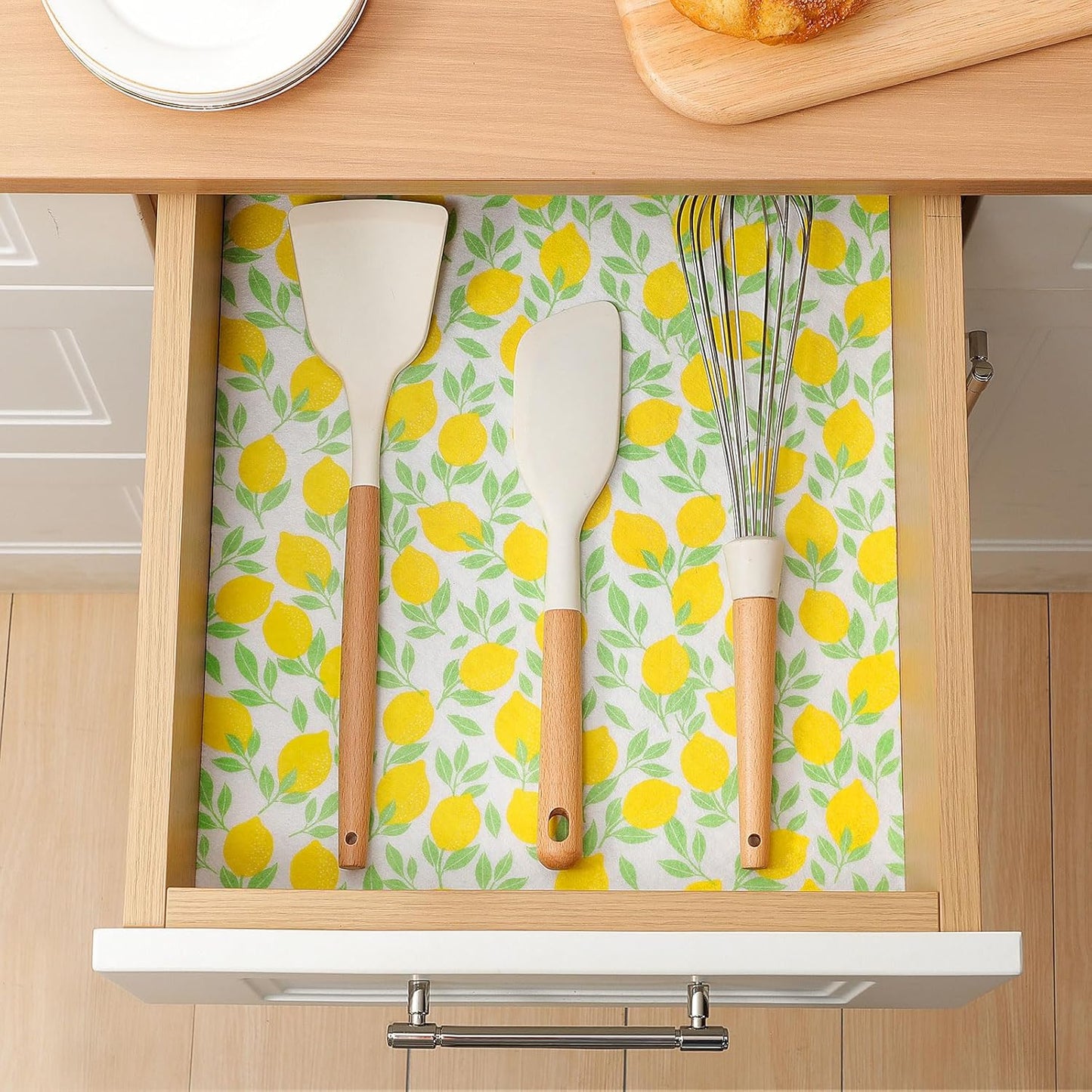 Cooyes 6 Pack Polyester Shelf Liners for Kitchen Cabinets, 17.7" × 24", Non-Slip Refrigerator Liners Machine Washable, Refrigerator Drawer Mats for Glass Shelves and Kitchen Cabinets