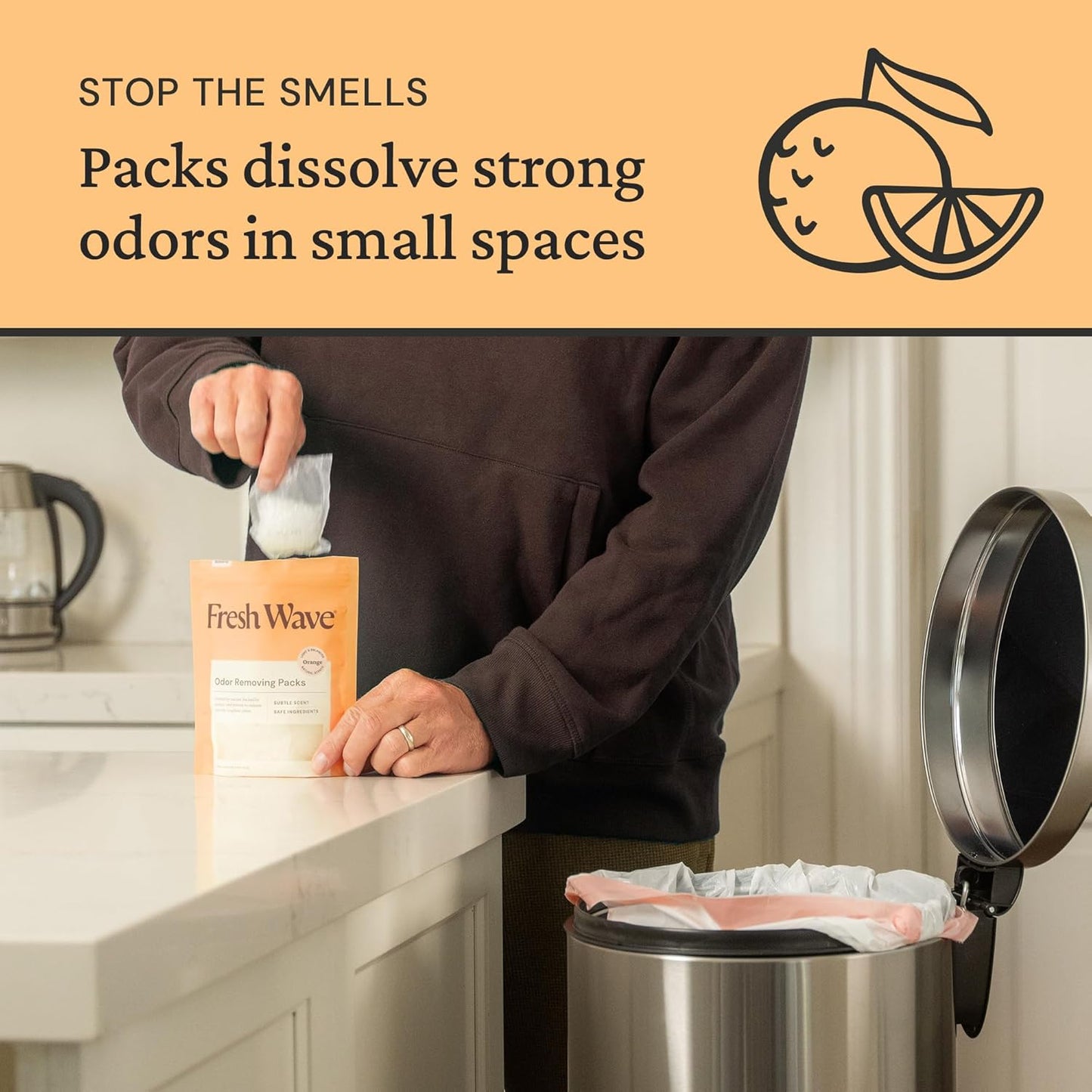 Fresh Wave Orange Odor Eliminating & Deodorizing Packs | Bag of 6