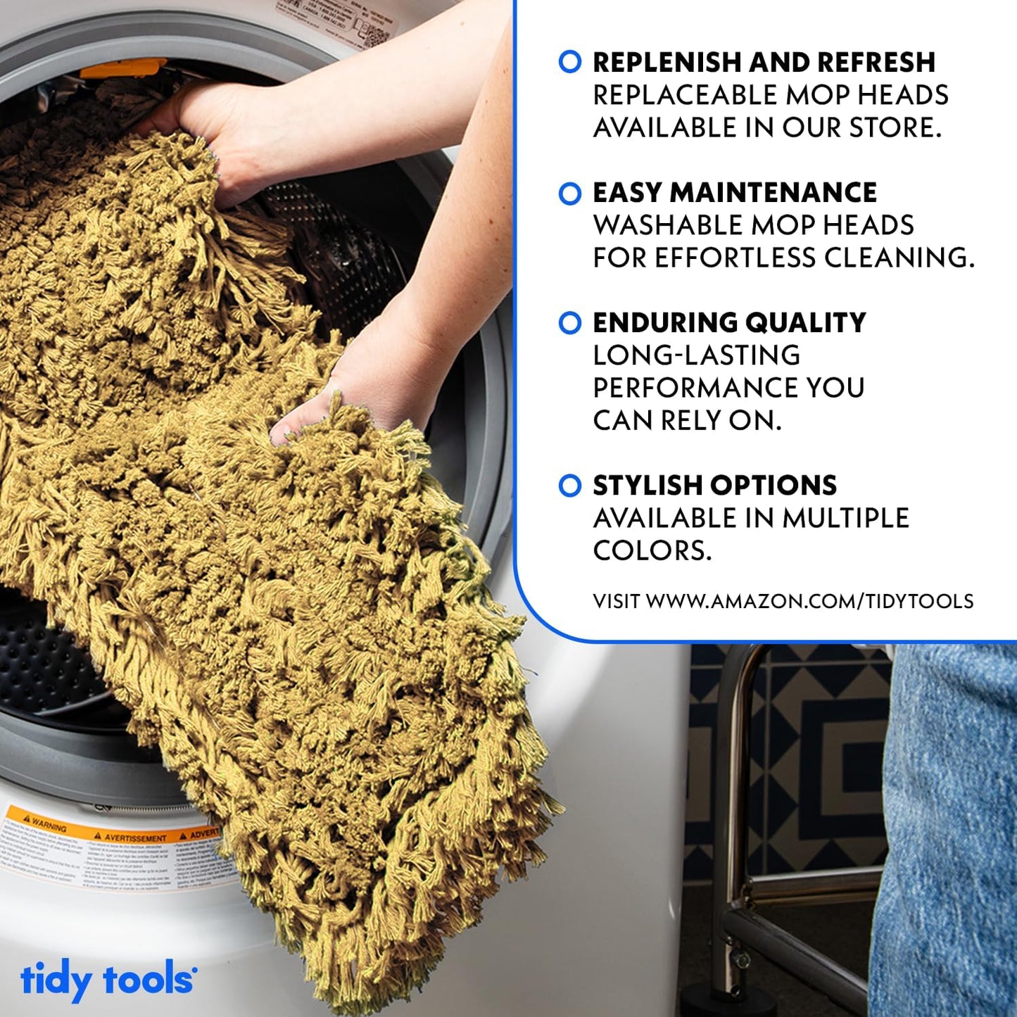Commercial Dust Mop Replacement Head - 24 x 5 in. Cotton Nylon Reusable Mop Head- Industrial Dust Mop Refill for Floor Cleaning & Janitorial Supplies, Yellow
