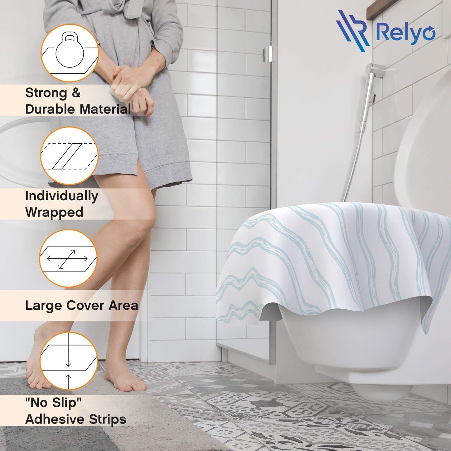 Toilet Seat Covers Disposable - 20 Pack - Waterproof, Ideal for Kids and Adults – Extra Large, Individually Wrapped for Travel, Toddlers Potty Training in Public Restrooms (Waves, 20)