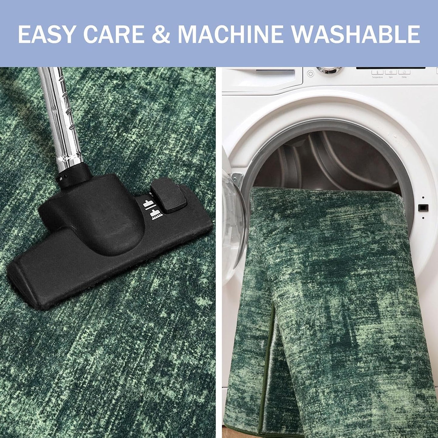 IOHOUZE Small Abstract Area Rug 2x3 Ft Entryway Rugs Washable Door Mat Indoor Entrance, Rubber Backed Throw Rugs, Printed Faux Wool Non Slip Floor Carpet for Foyer Front Door Sink, Dark Green