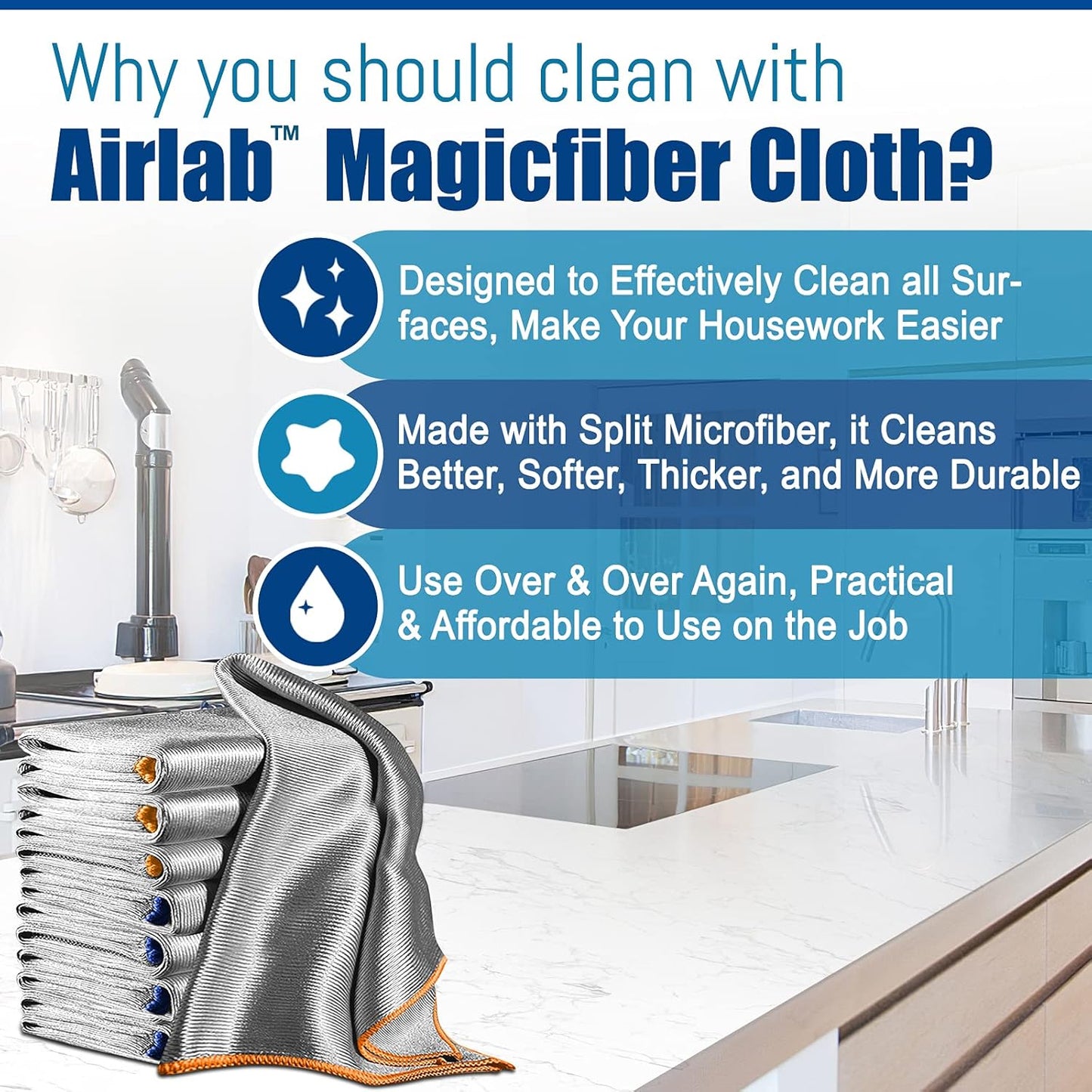 Streak Free Miracle Cleaning Cloth Easy Clean Pack of 8-12" x 16" Microfiber Dish Cloths Glass Polishing Lint Free for Kitchen Mirrors Wine Car