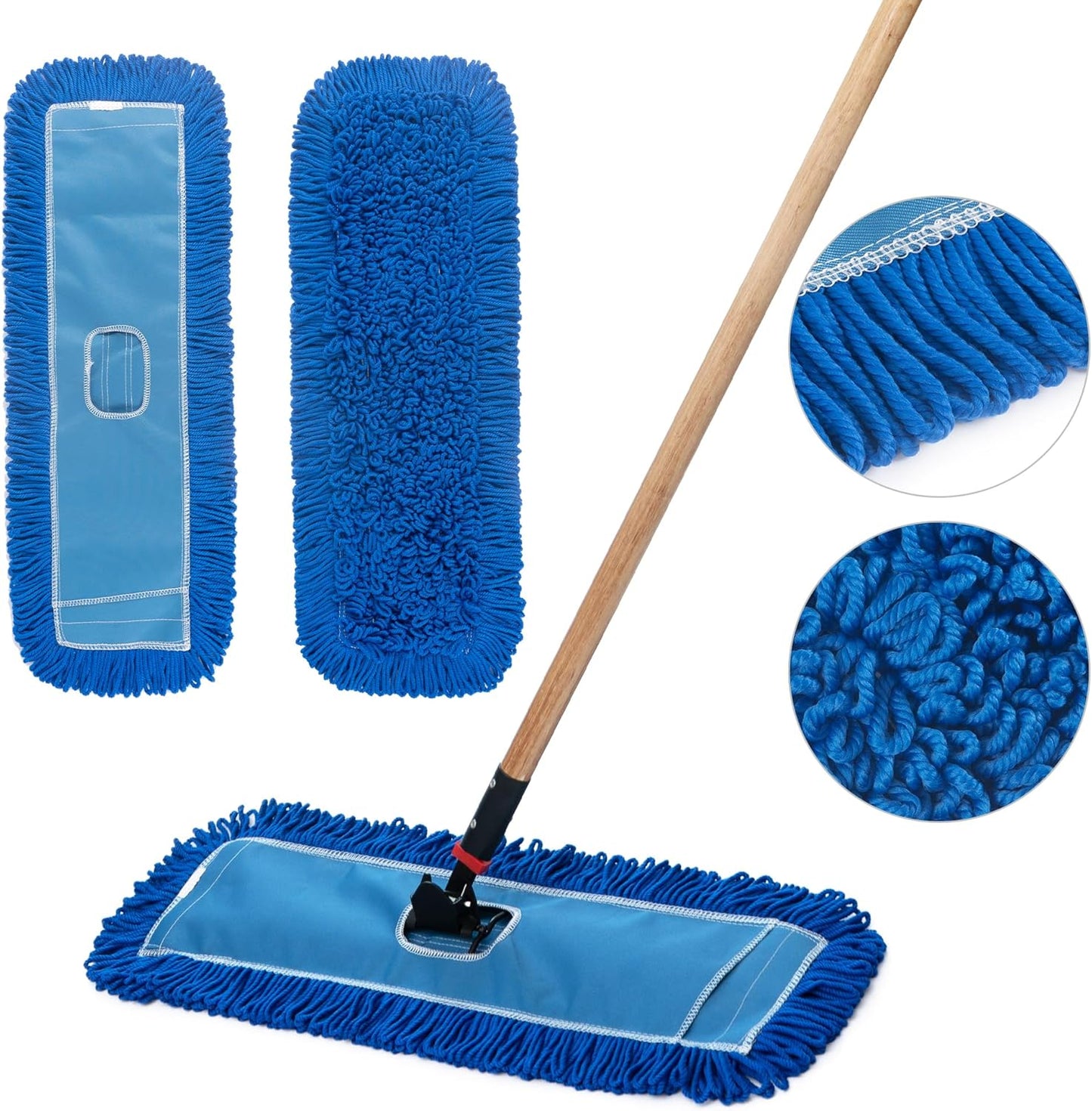 Matthew 24'' Microfiber Loop Dust Mop Washable Commercial&Residential Heavy Duty Mop Head Replacement Premium Absorbent Industrial Dust Mop Refill Pads for Hardwood, Office,Garage and Hotel -1Pack