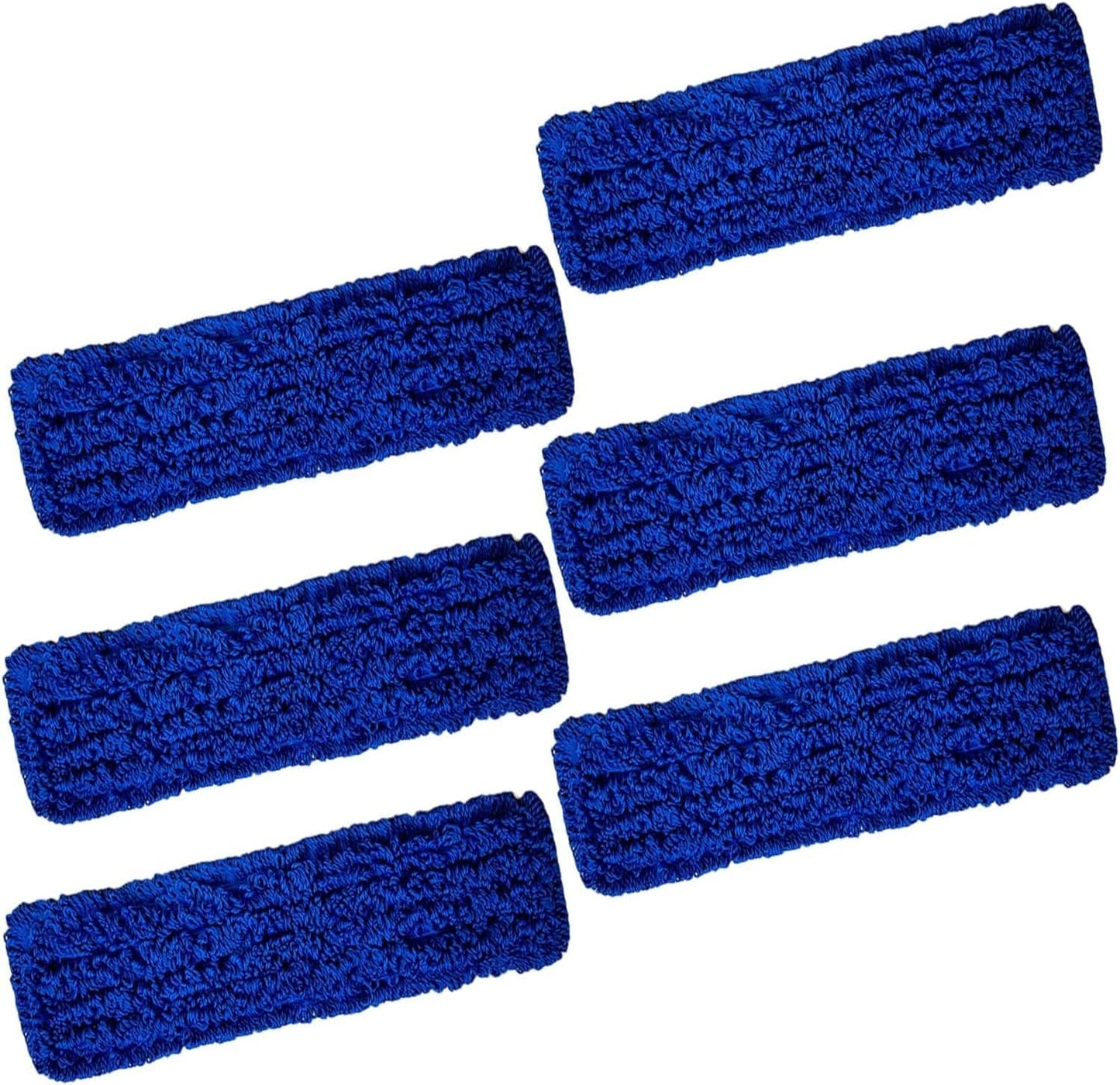KLEEN HANDLER 6 Pack of 18 Inch Microfiber Dust Mop, Large Washable Commercial Mop Head Replacement, Sweeper, Janitorial Dust Mops, Blue