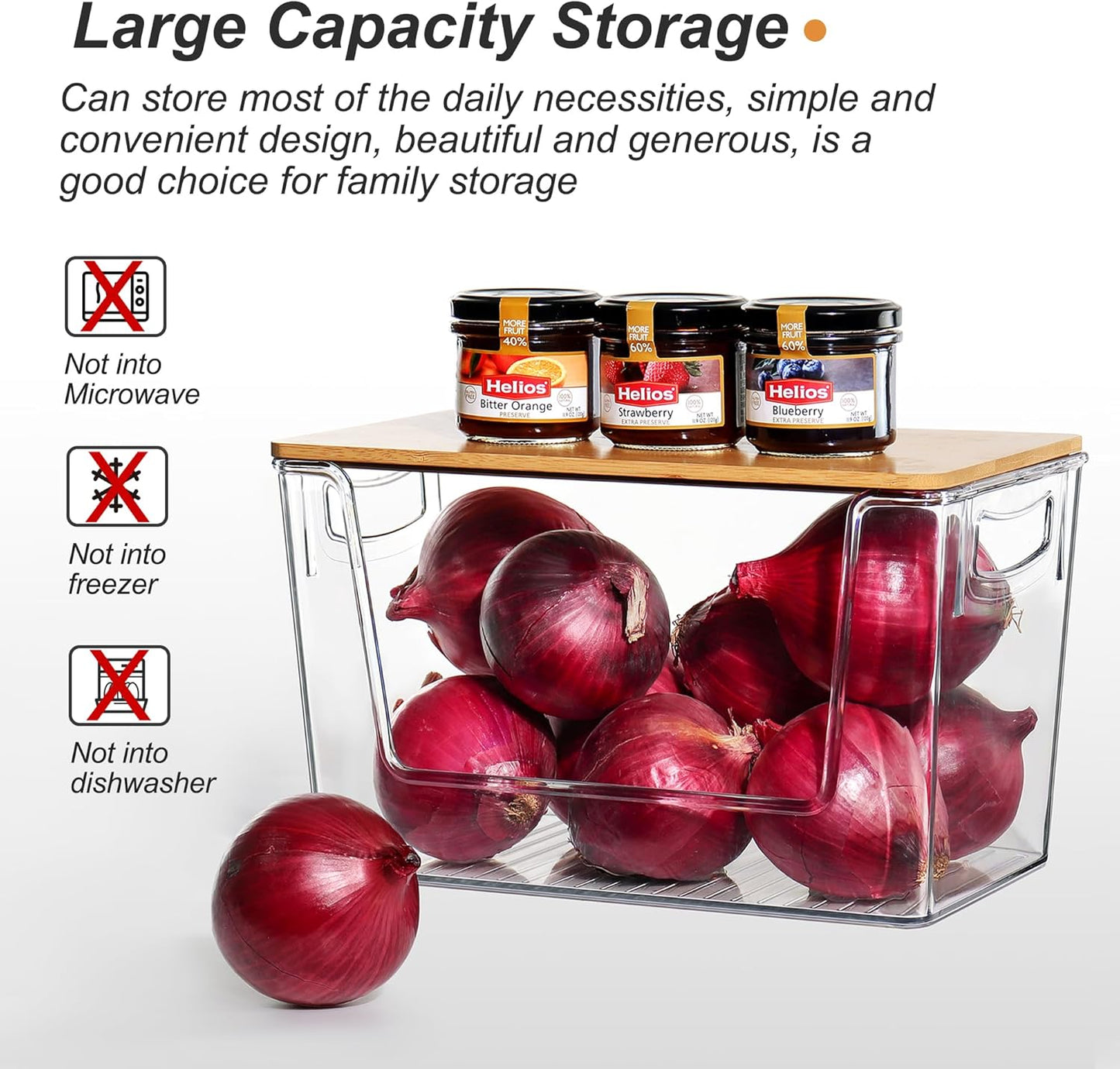 Pantry Organizers Storage, 2 Pack Stackable Kitchen Counter Bins for Onion Potato Garlic, Fruit Vegetable Produce Storage Space-Saving Countertop Organizer (12" x 7" x7")