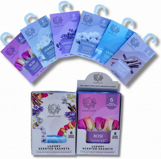 Scented Sachets for Drawer, Closet, Laundry Room, Bathroom - Premium 6 Packs - Air Freshener Odor Eliminator, Potpourri Bags Home Fragrance - (Lavender Rose Cotton Sandalwood Jasmine Ocean)