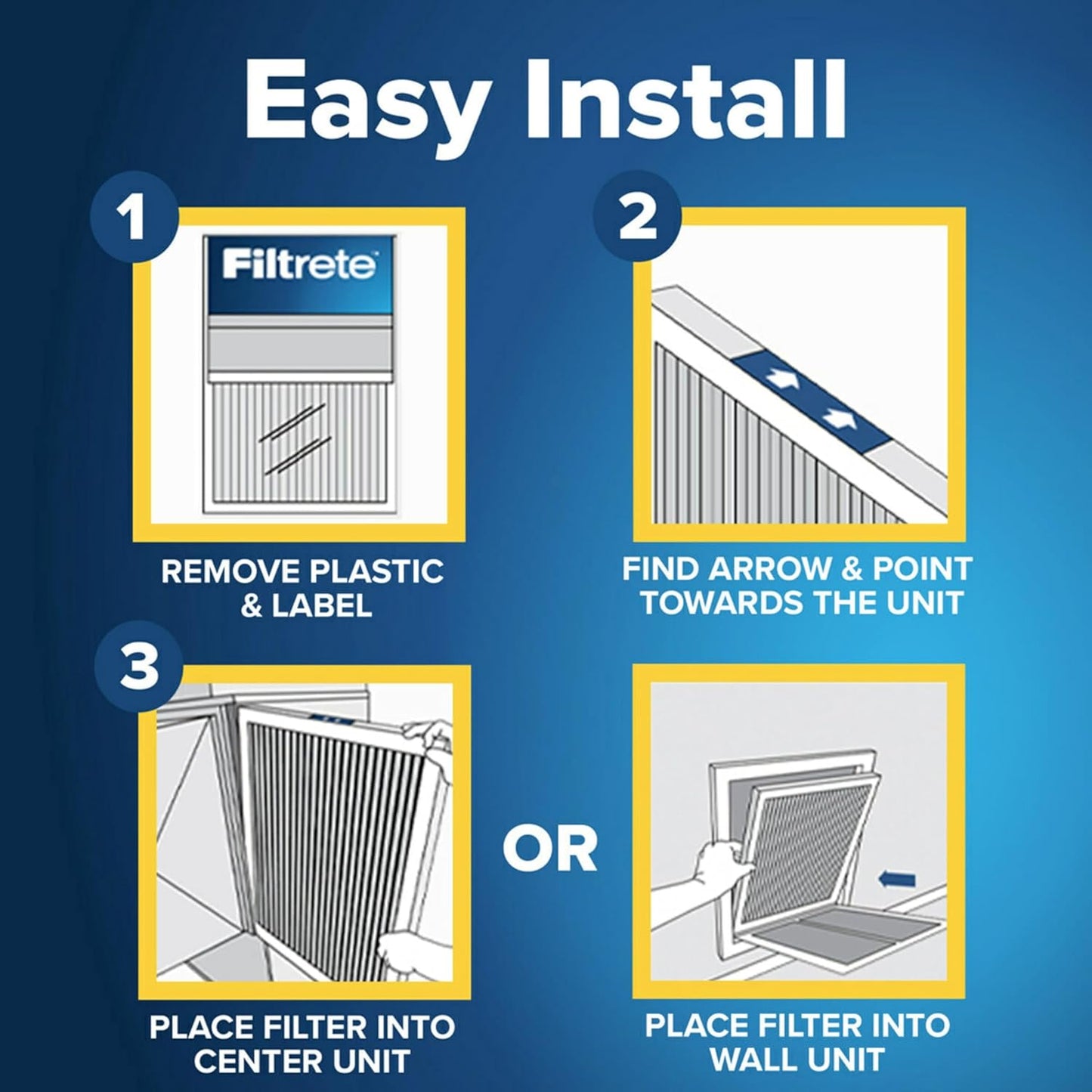 Filtrete 16x16x1 AC Furnace Air Filter, MERV 11, MPR 1000, Micro Allergen Defense, 3-Month Pleated 1-Inch Electrostatic Air Cleaning Filter, 4 Pack (Actual Size 15.81 x 15.81 x 0.81 in)