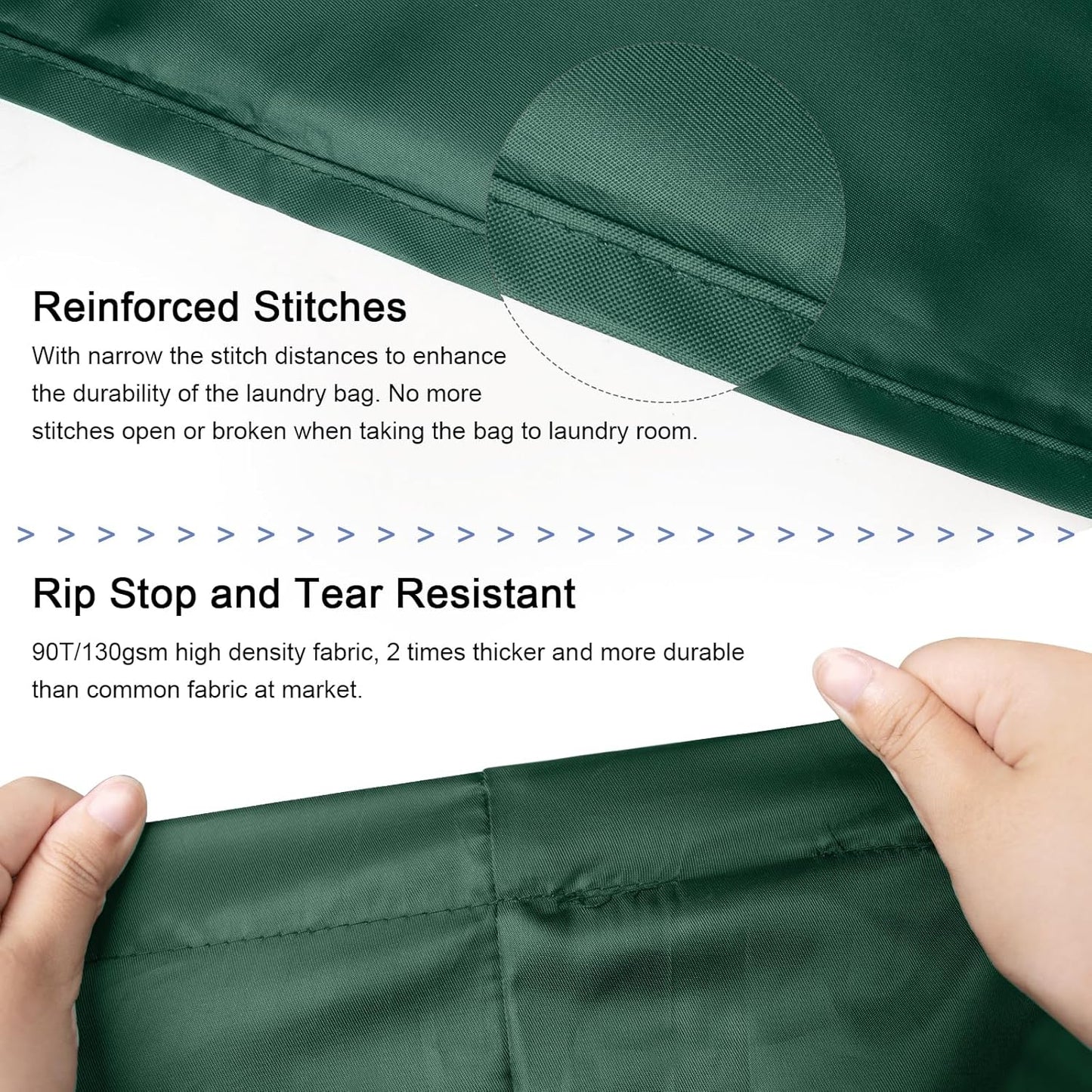 Polecasa Heavy Duty Large Laundry Bag with 130gsm Tear Resistant Fabric and Handles, Easy to Carry Durable Dirty Clothes Drawstring Bag, Perfect for College Dorm,Travel, 2 Pack 28”x36”,Green