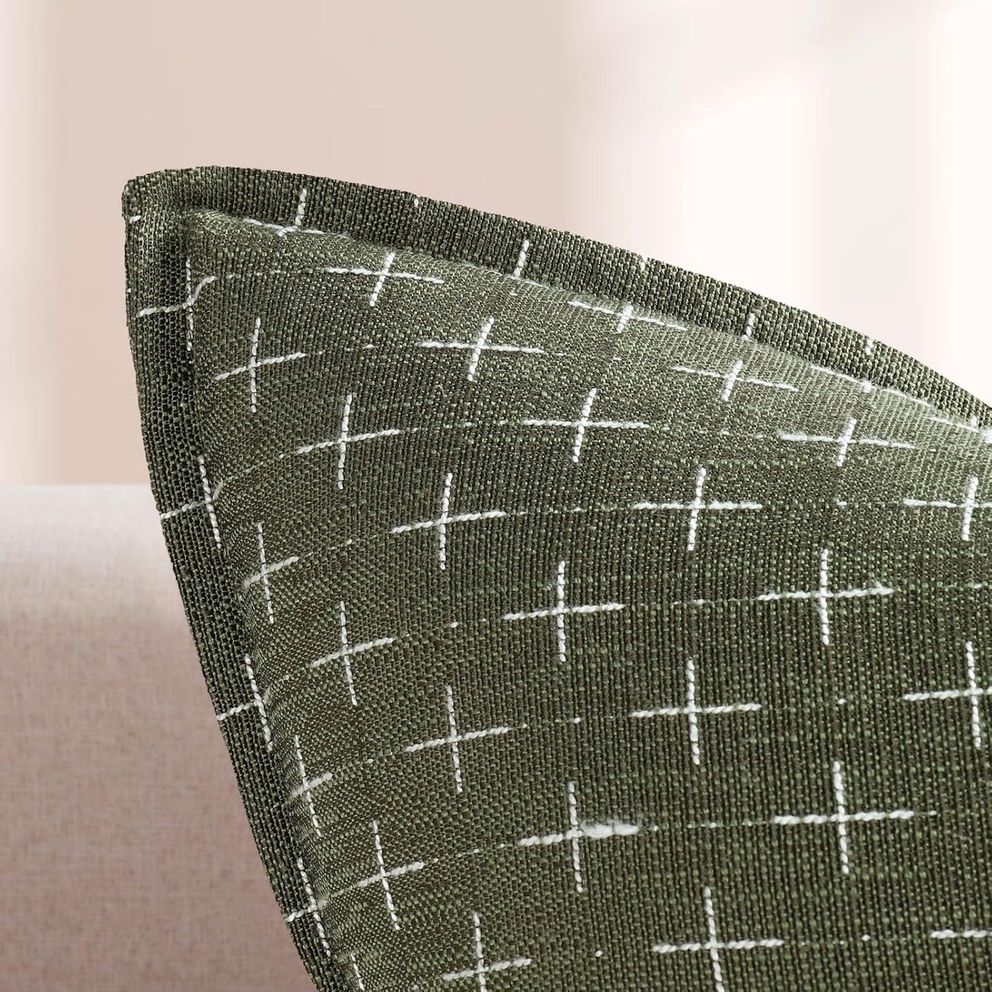ZWJD Pillow Covers 20x20 Set of 2 Soft Polyester Textured Pillow Covers with Stylish Flange Edge Cozy Farmhouse Throw Pillows for Couch Bed Sofa Living Room
