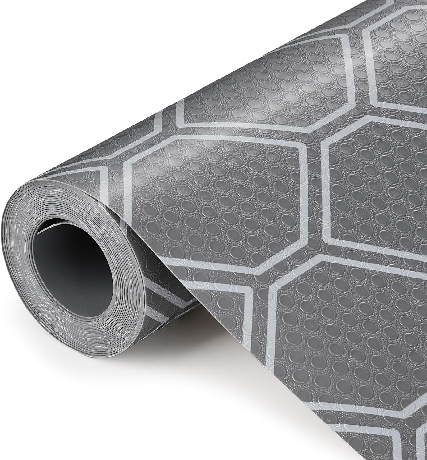 Non Adhesive Shelf Liner, Waterproof Drawer Liners for Kitchen Cabinet Refrigerator, No Slip Bathroom Sink Liners, Cupboard Fridge Liner EVA Place Mat Roll -17.5" x 78.7" Grey