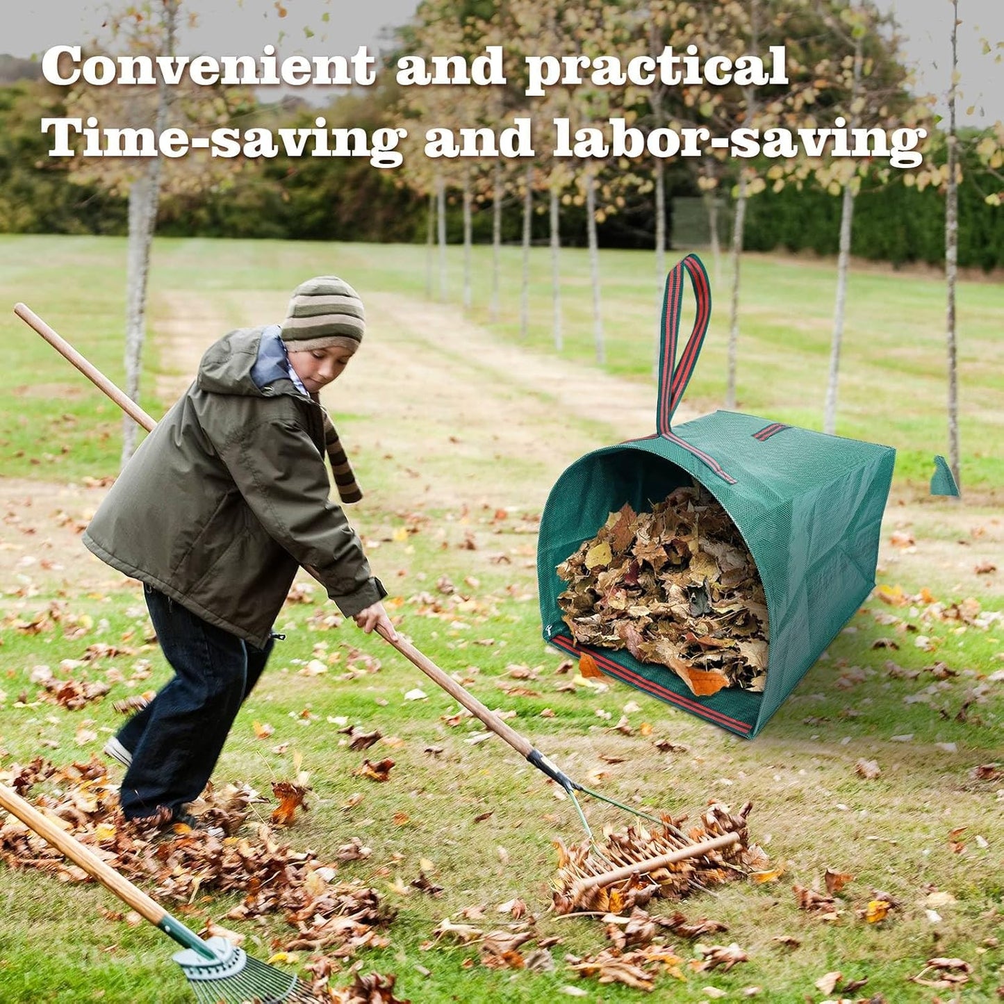 72 Gallon Leaf Collector,3-Pack Yard Waste Bags,Large Dustpan-Type Lawn and Leaf Bags, Leaf Bags for Yard Debris,Grass Clippings,Collapsible Trash Can for Parties,Laundry,Camping