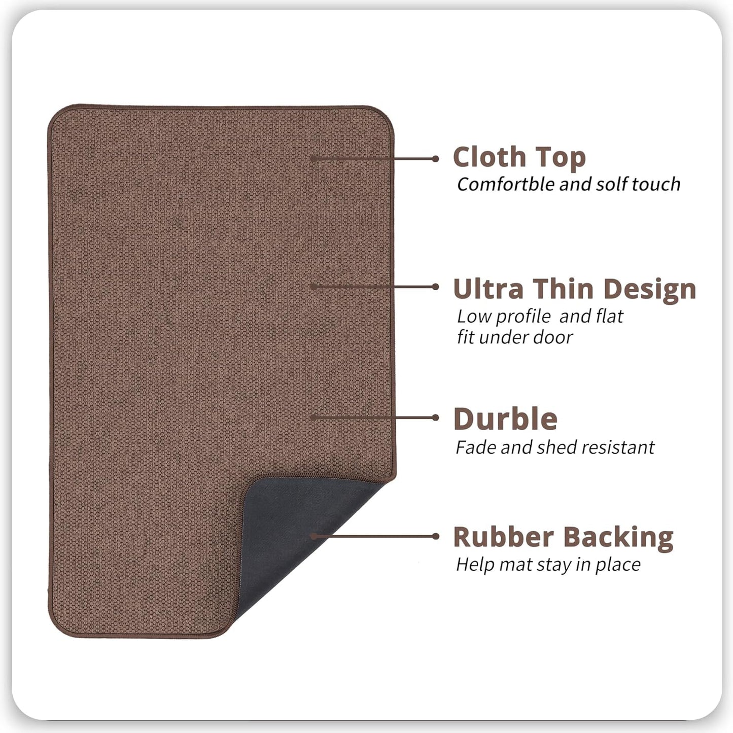 Bathroom Rugs Set 2 Pieces,Thin Bathroom Mats,Toilet Rugs,Quick Dry,Non-Slip,Machine Washable,Low Pile,Absorbent Bath Mats,Shower,Sink,Home Decor Accessories.Brown,1'5"x2'3"+1'8"x2" U Shape