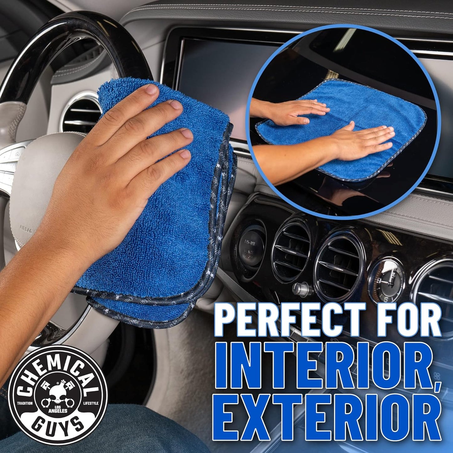 Chemical Guys MIC110024 Professional Grade Premium Microfiber Towels, Blue (16 Inch x 16 Inch) (Pack of 24) - Safe for Car Wash, Home Cleaning & Pet Drying Cloths