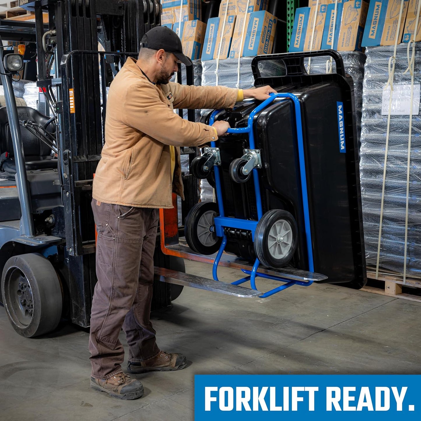 Tilt Truck, 1/2 Cu. Yd. Capacity Dump Cart with Non-Marking 12” Wheels & 5” Casters & Forklift-able Frame for Jobsites, 850 lbs, Trash Cart with Wheels DUC12T-F-NM-04PK (4-Pack)