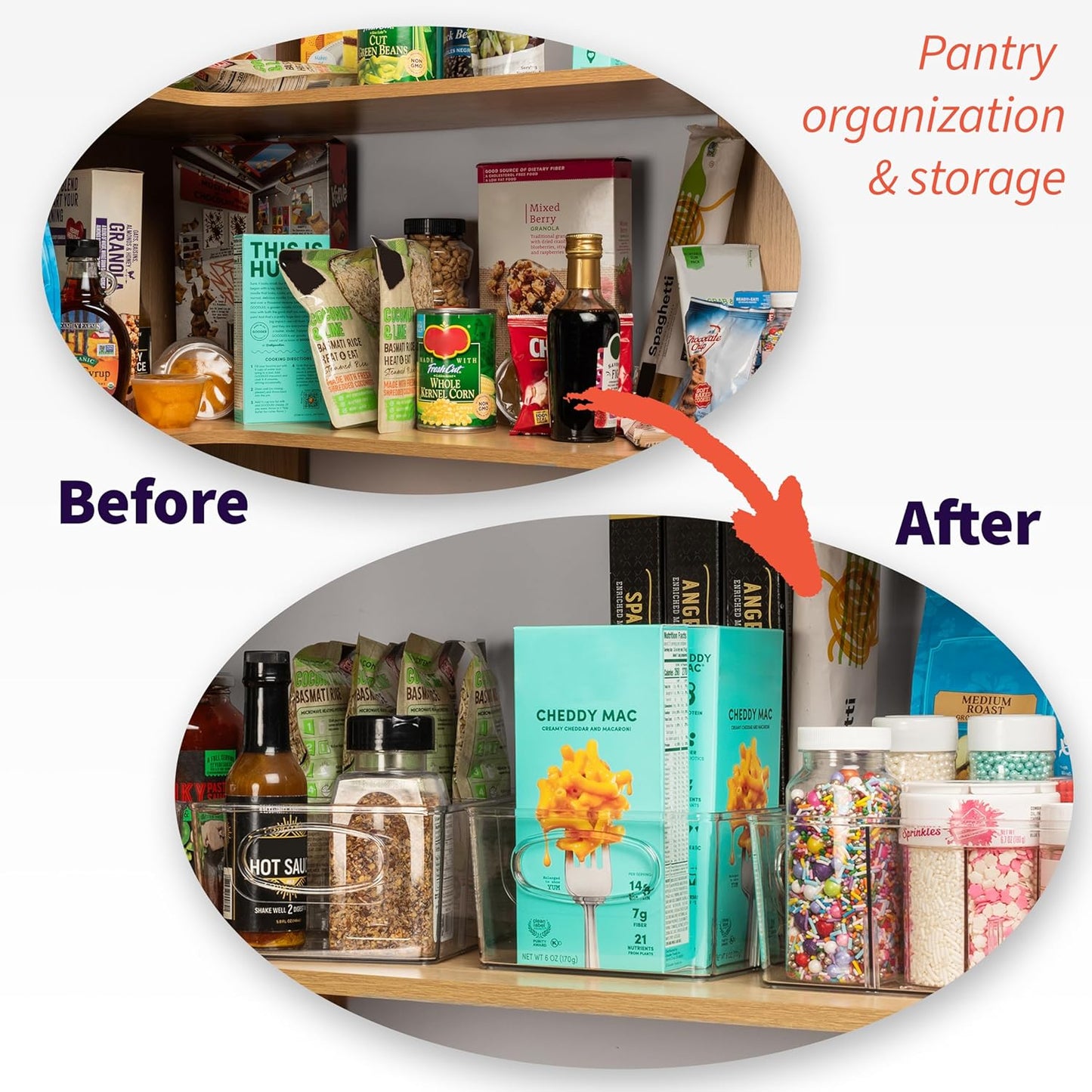 ClearSpace Pantry Organization and Storage Bins with Removable Dividers – Perfect Pantry Organizers or Kitchen Organization – Refrigerator Organizer Bins, Cabinet Organizers (2 Pack)