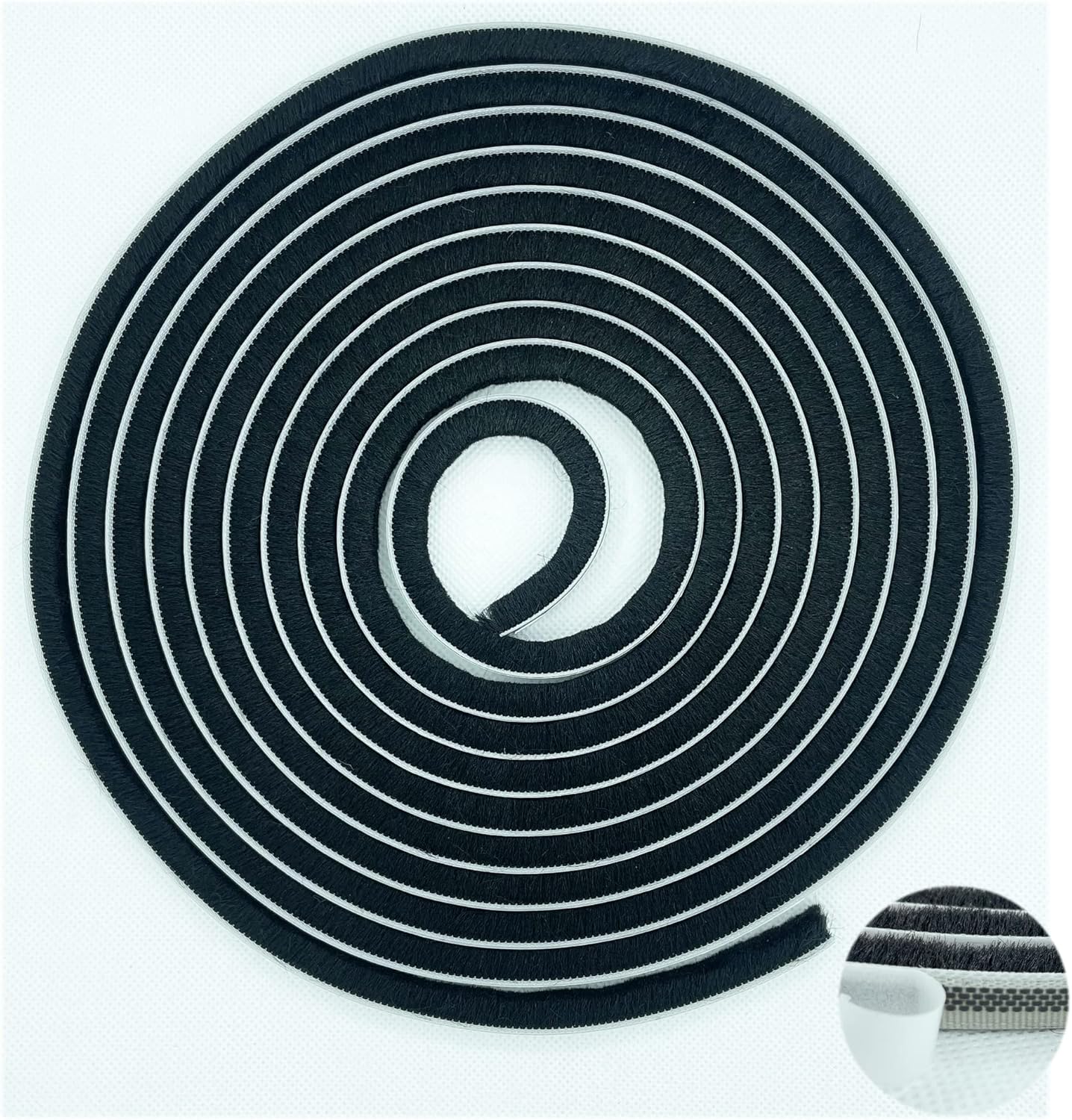 Adhesive Pile Weather Stripping, Weatherstrip Fuzzy Door Brush Strip for Sliding Sash Door Window Wardrobe Seal(33ft x11/32 Backing x 11/32 Brush inch, Black)