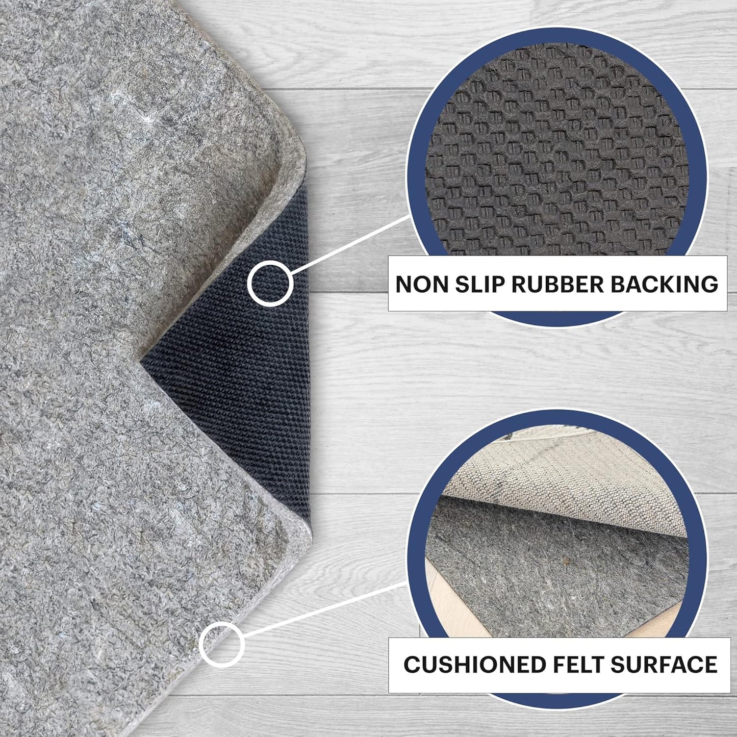 RUGPADUSA - Dual Surface - 7'6" x 9'6" - 3/8" Thick - Felt + Rubber - Enhanced Non-Slip Rug Pad - Adds Comfort and Protection - for Hard Surface Floors