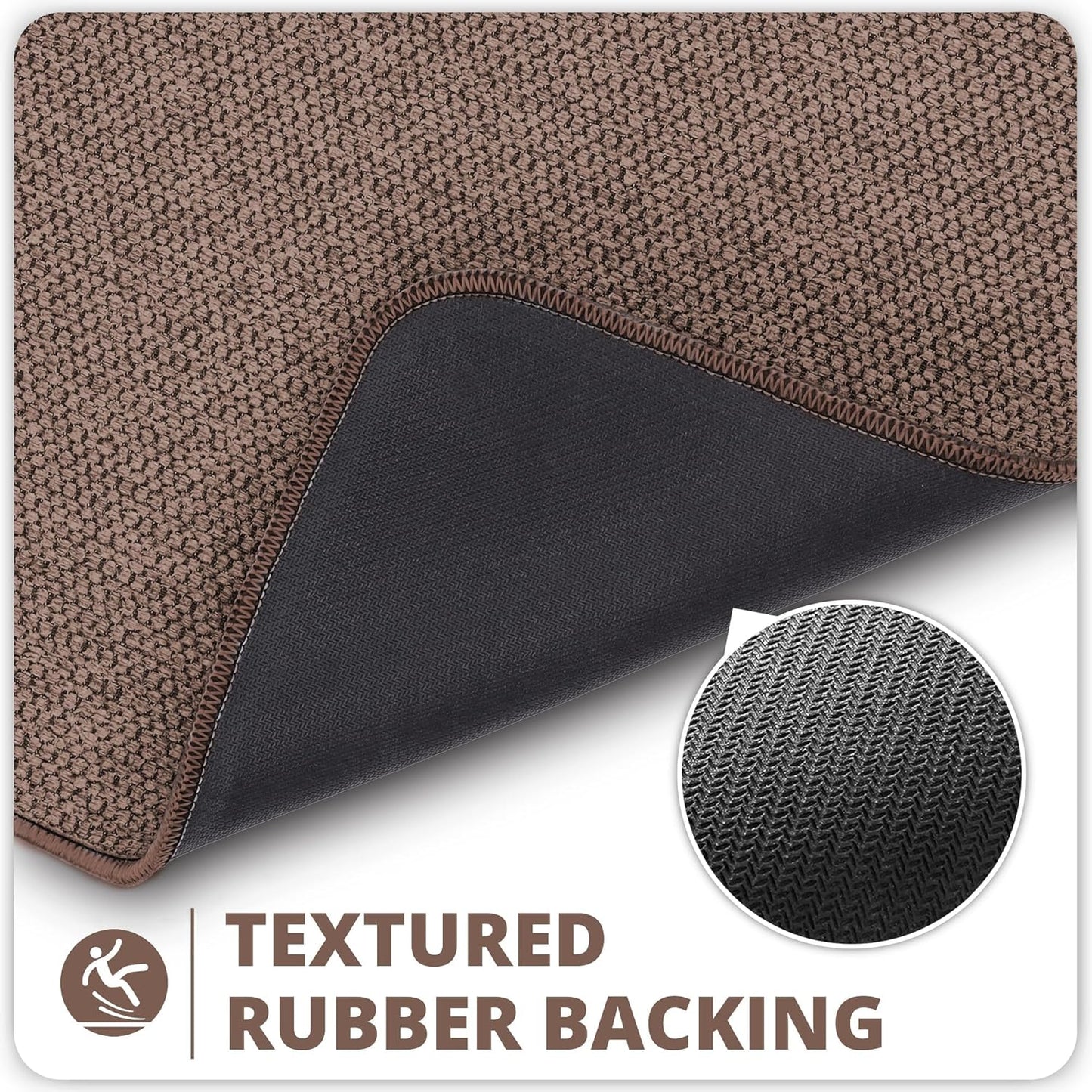 Bath Mat,Ultra Thin Bathroom Runner Rugs,Large Bath Mats for Bathroom,Quick Dry,Non-Slip,Machine Washable,Low Pile,Bath Rug,Shower Outside,Sink,Home Decor Accessories.Brown,1'9"x3'11"（21x47inch）